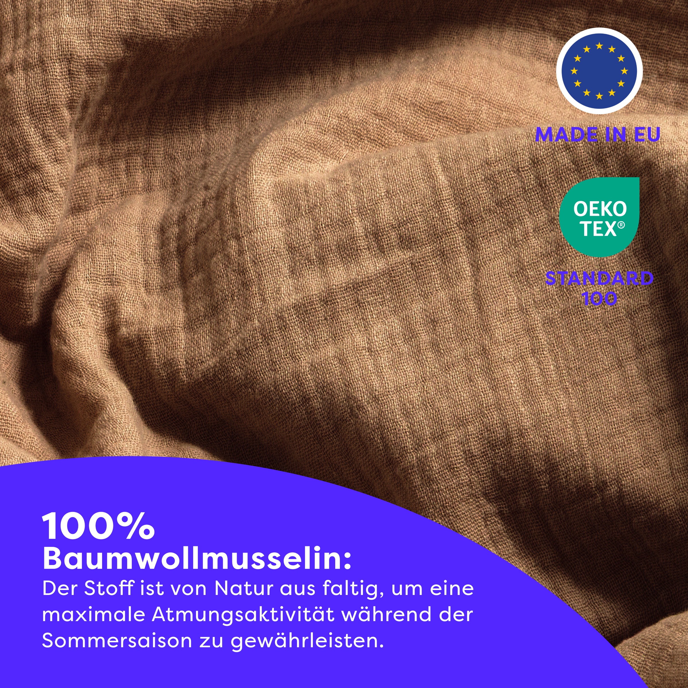 Wolkenfeld Bettwäsche »Wolkenfeld Premium Musselin mit Reißverschluss« 2 tlg. aus 100% Baumwolle – Atmungsaktiv & Weich – inkl. Kissenbezug 80x80
