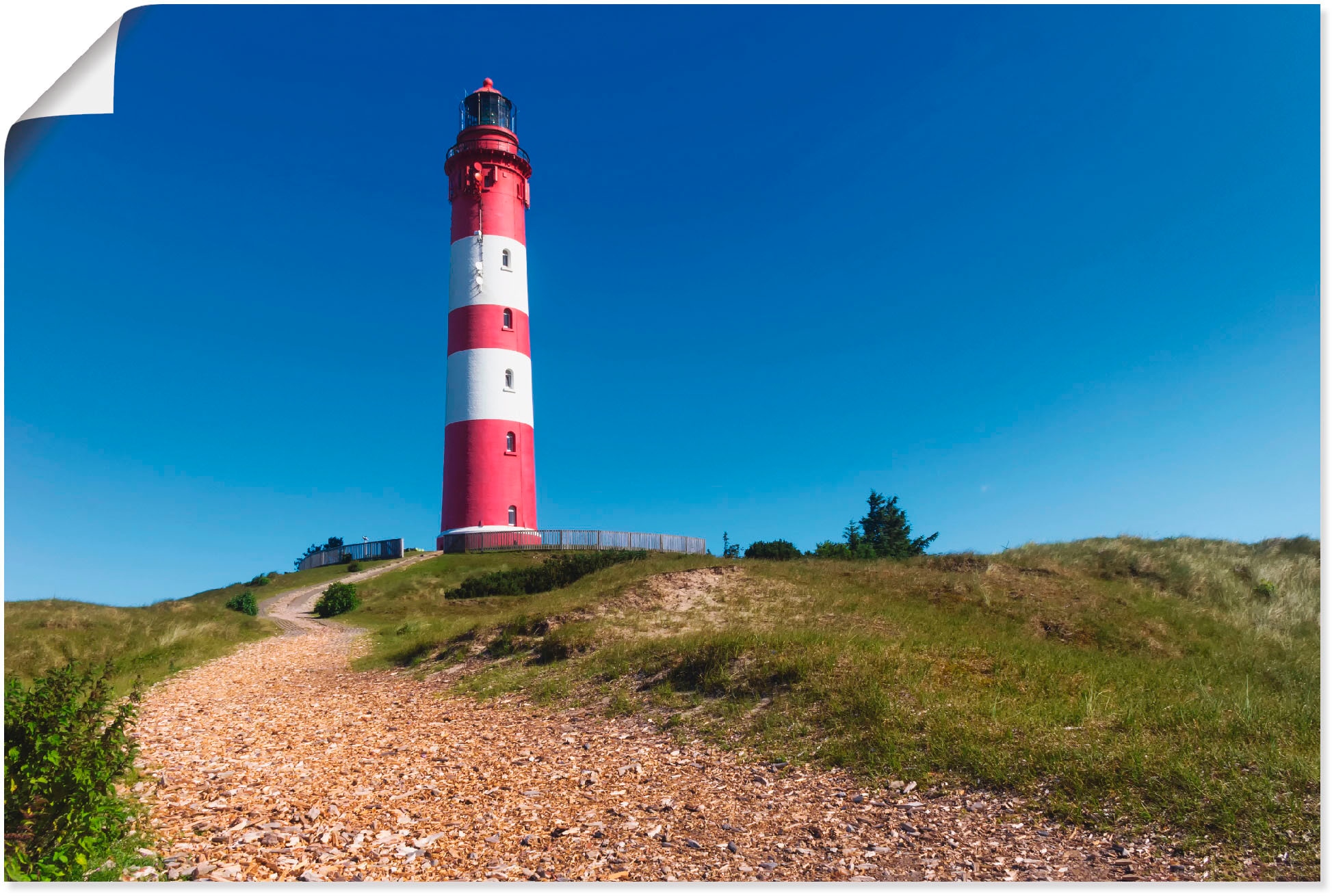 Größen Insel (1 Wandaufkleber Alubild, | - St.), Poster Gebäude, Wandbild versch. BAUR Amrum«, zum Leinwandbild, als kaufen »Weg Artland oder Leuchtturm in