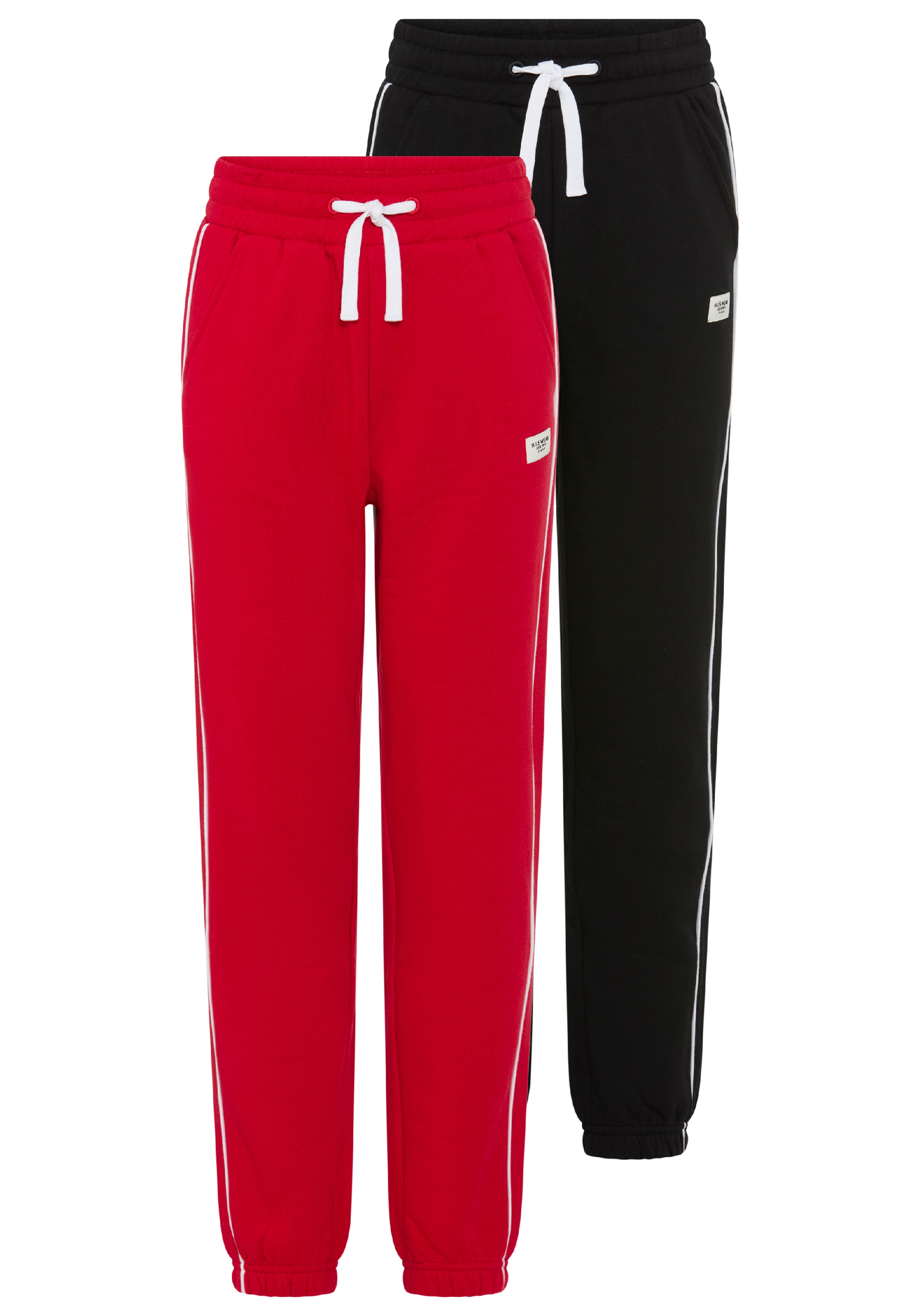 H.I.S Sweathose "2er Packung H.I.S Sweathosen mit Piping an der Seite" 2 Jogginghosen in gerader Passform, mit Gummizug am Beinabschluss
