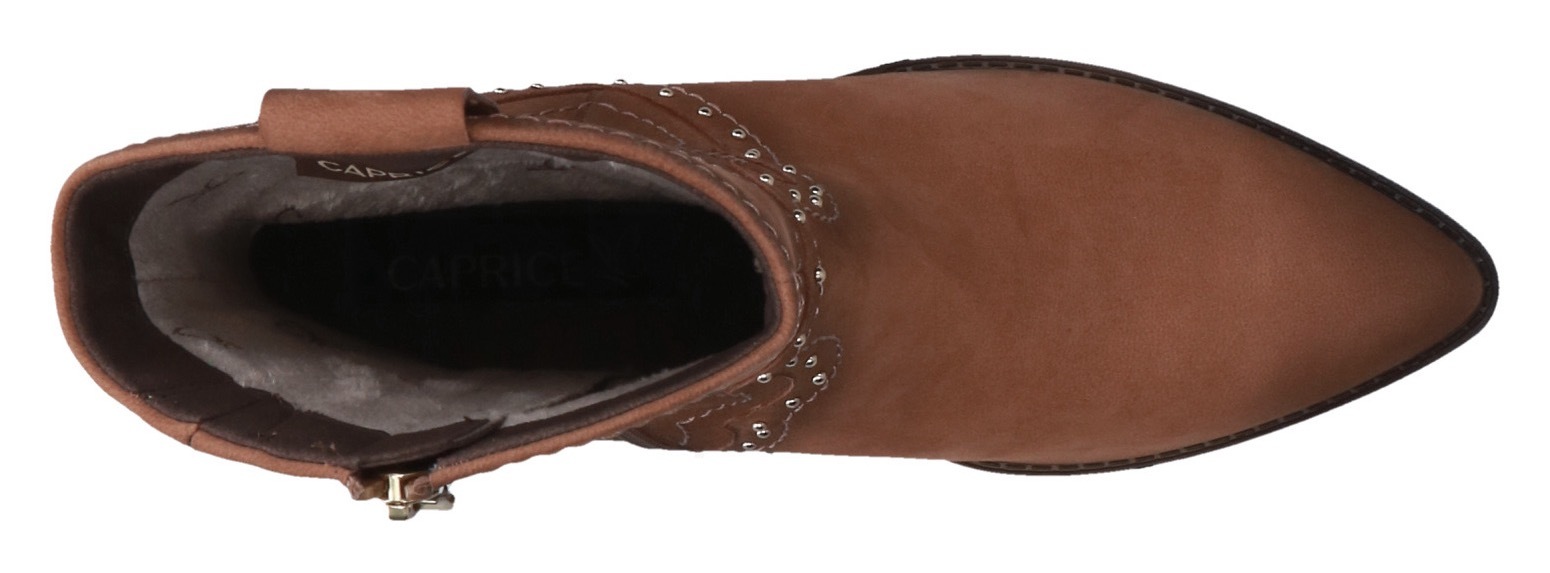 Caprice Cowboy Stiefelette, Blockabsatz, Westernstiefelettte, Westernboots mit Nieten verziert