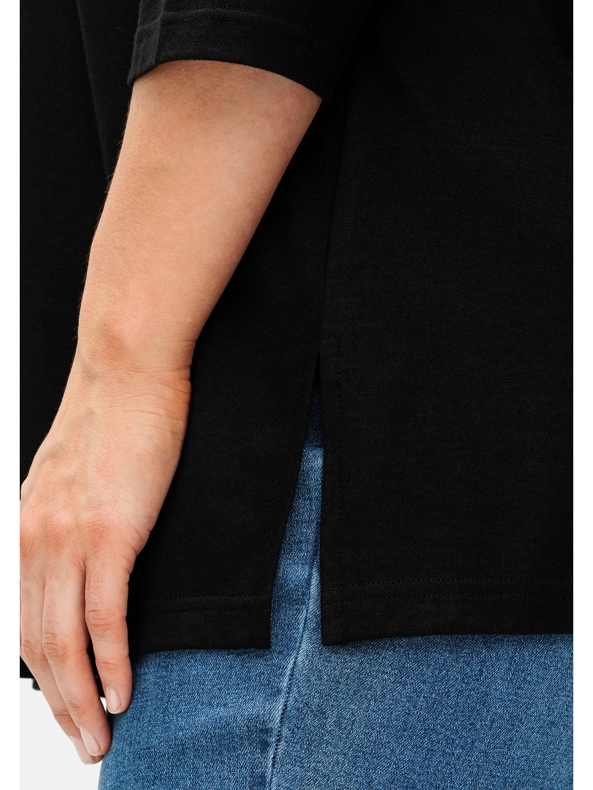 Sheego 3/4-Arm-Shirt »Große Größen«, mit dezent glänzender Blende