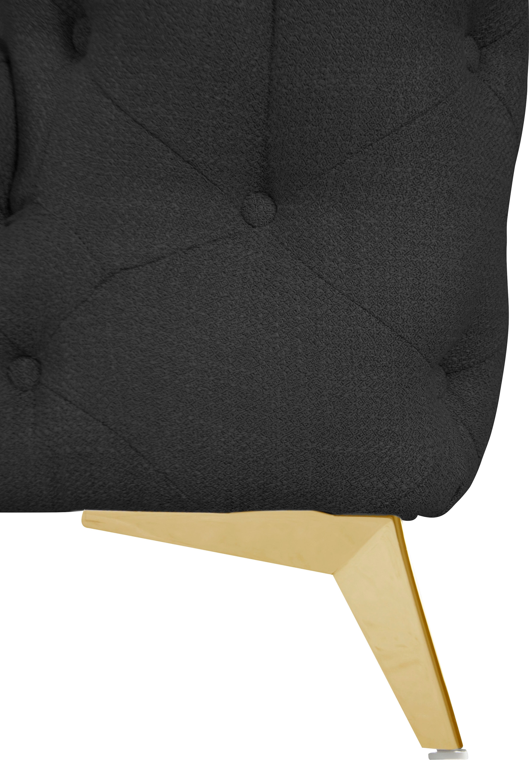 Leonique Chesterfield-Sofa »Ecksofa GLYNIS L-Form mit Wellenunterfederung, Maße B/T/H 264/264/75cm«, aufwändige Knopfheftung, moderne Chesterfield Optik, Fußfarbe wählbar