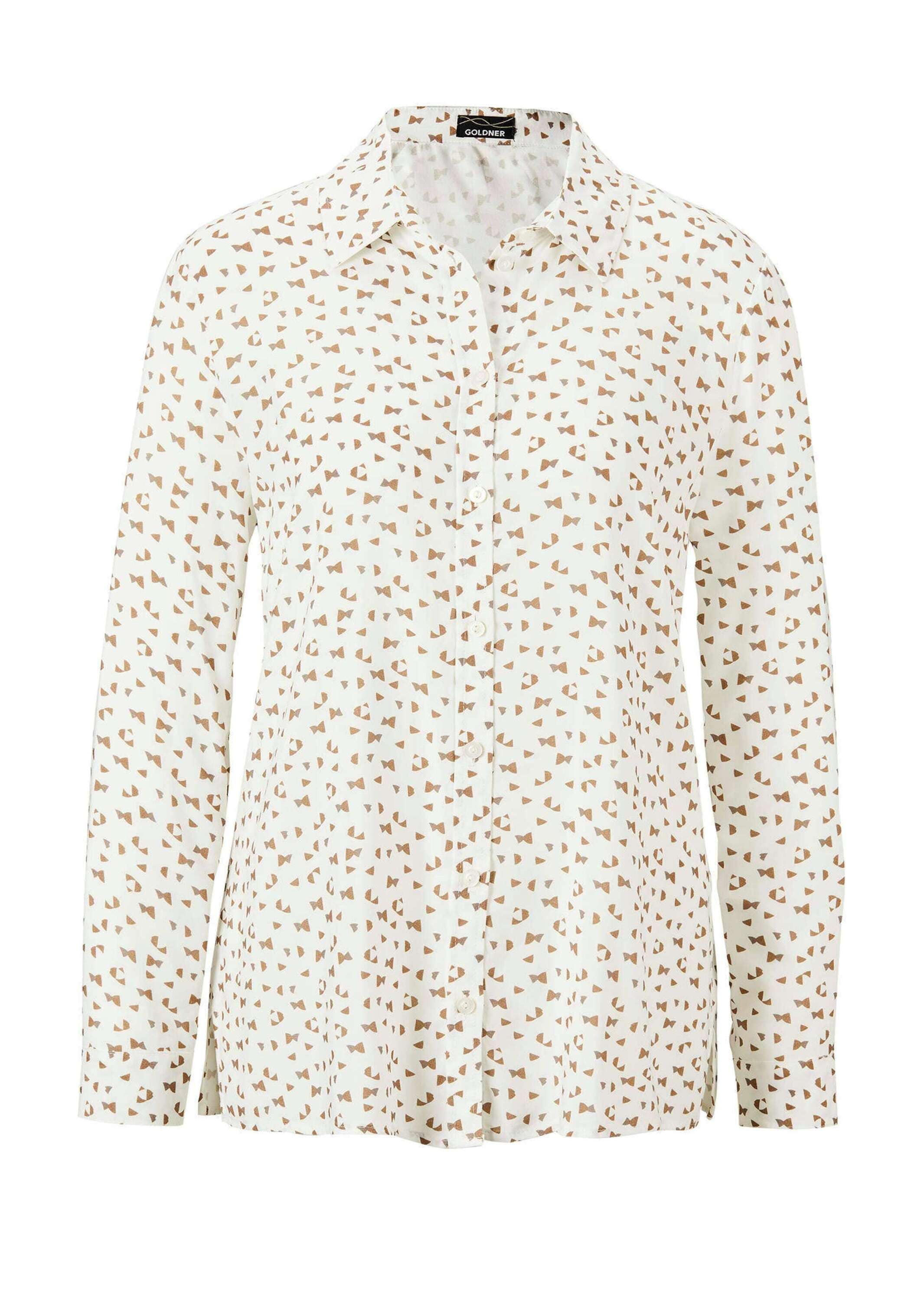 GOLDNER Hemdbluse "Kurzgröße Modische Druckbluse mit Hemdblusenkragen" Ohne