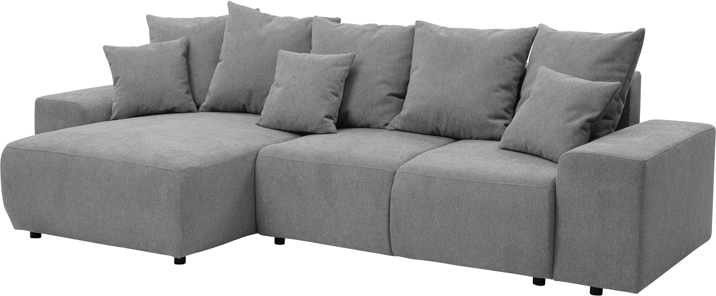 WERK2 Ecksofa »Riwa, modernes Sofa zum Kuscheln und Entspannen, Breite 300cm, L-Form«, Trendiges Ecksofa mit vielen Kissen, Schlaffunktion & Bettkasten