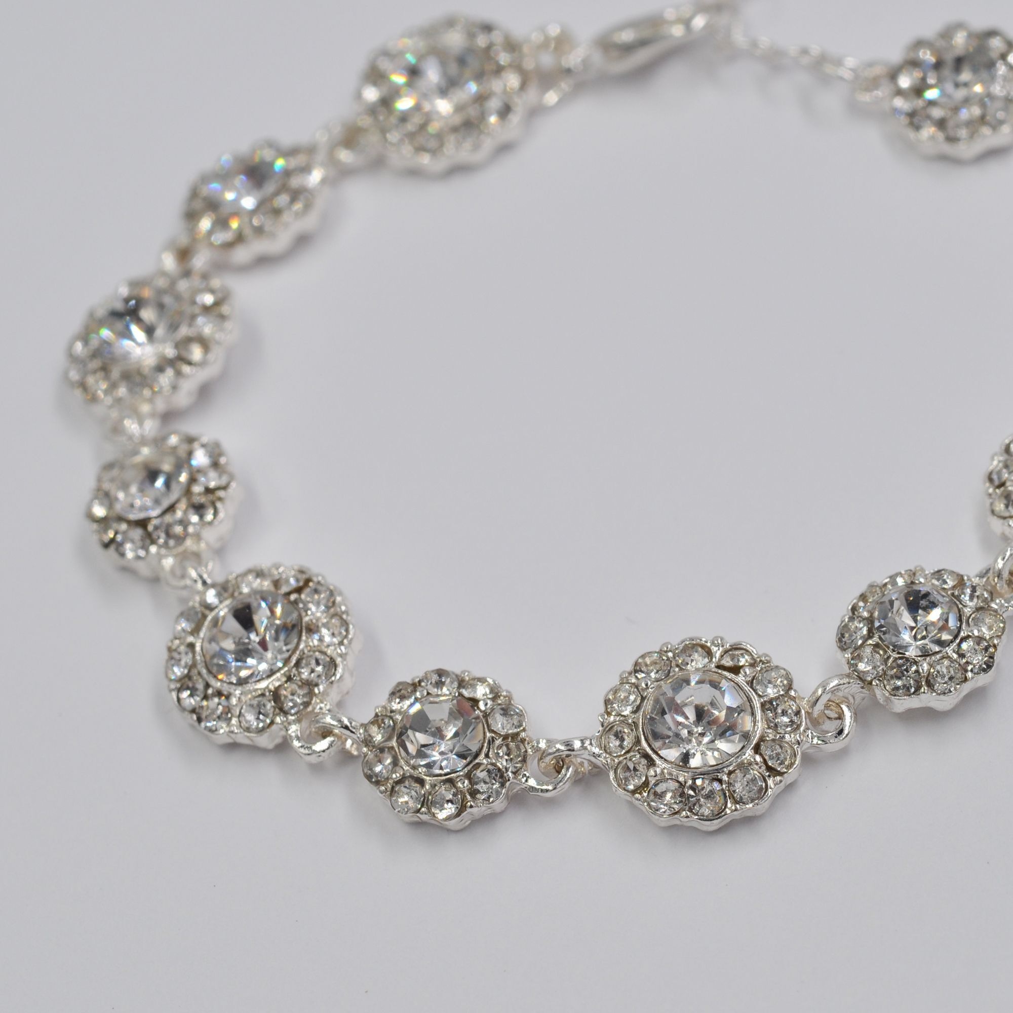 Steuer Armband »Metall weiß 19+5,0cm Blüten Glasstein ohne«