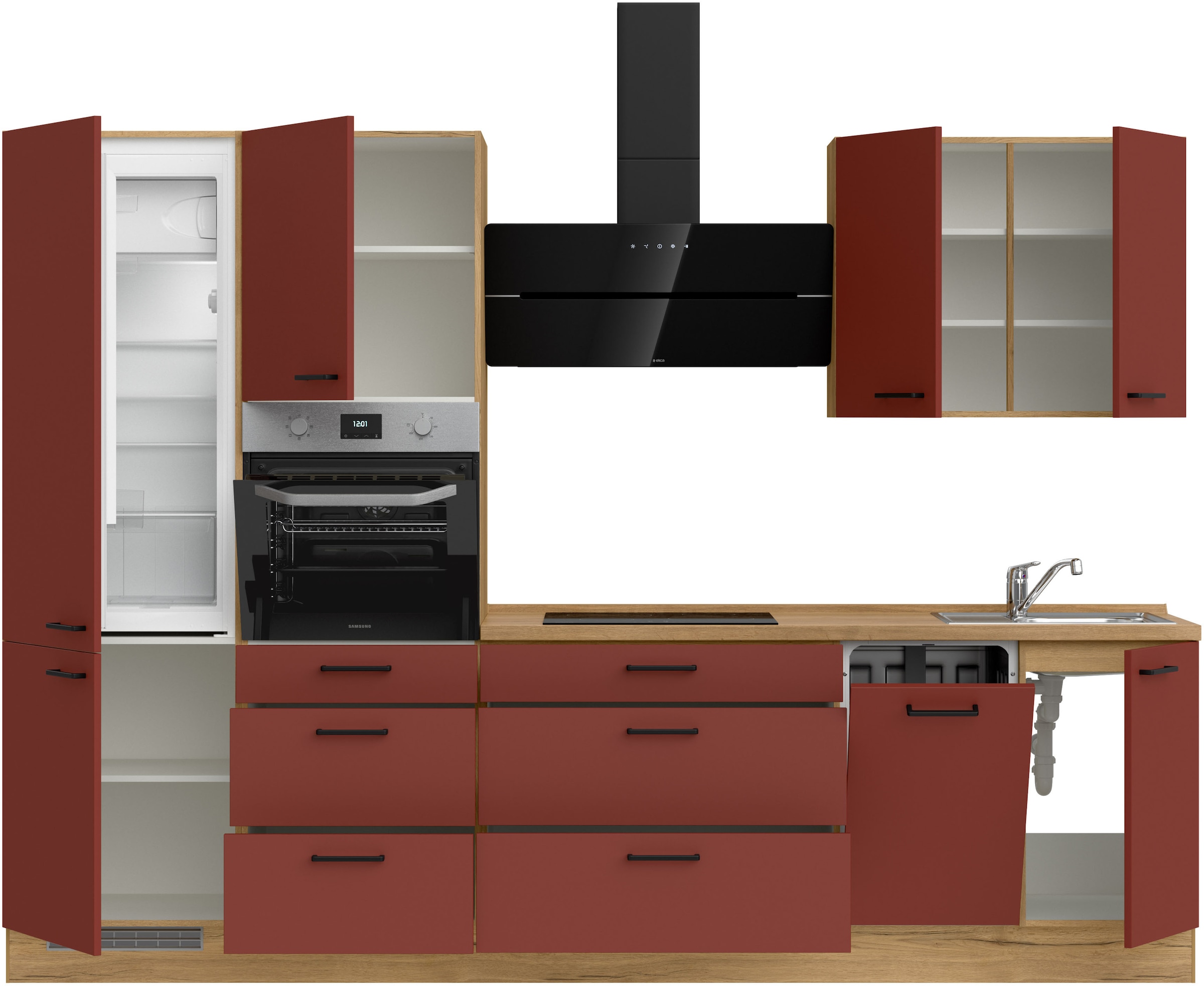 nobilia® Küchenzeile »"Easytouch II"«, vormontiert, Ausrichtung wählbar, Breite 300 cm, wahlw. mit E-Geräten