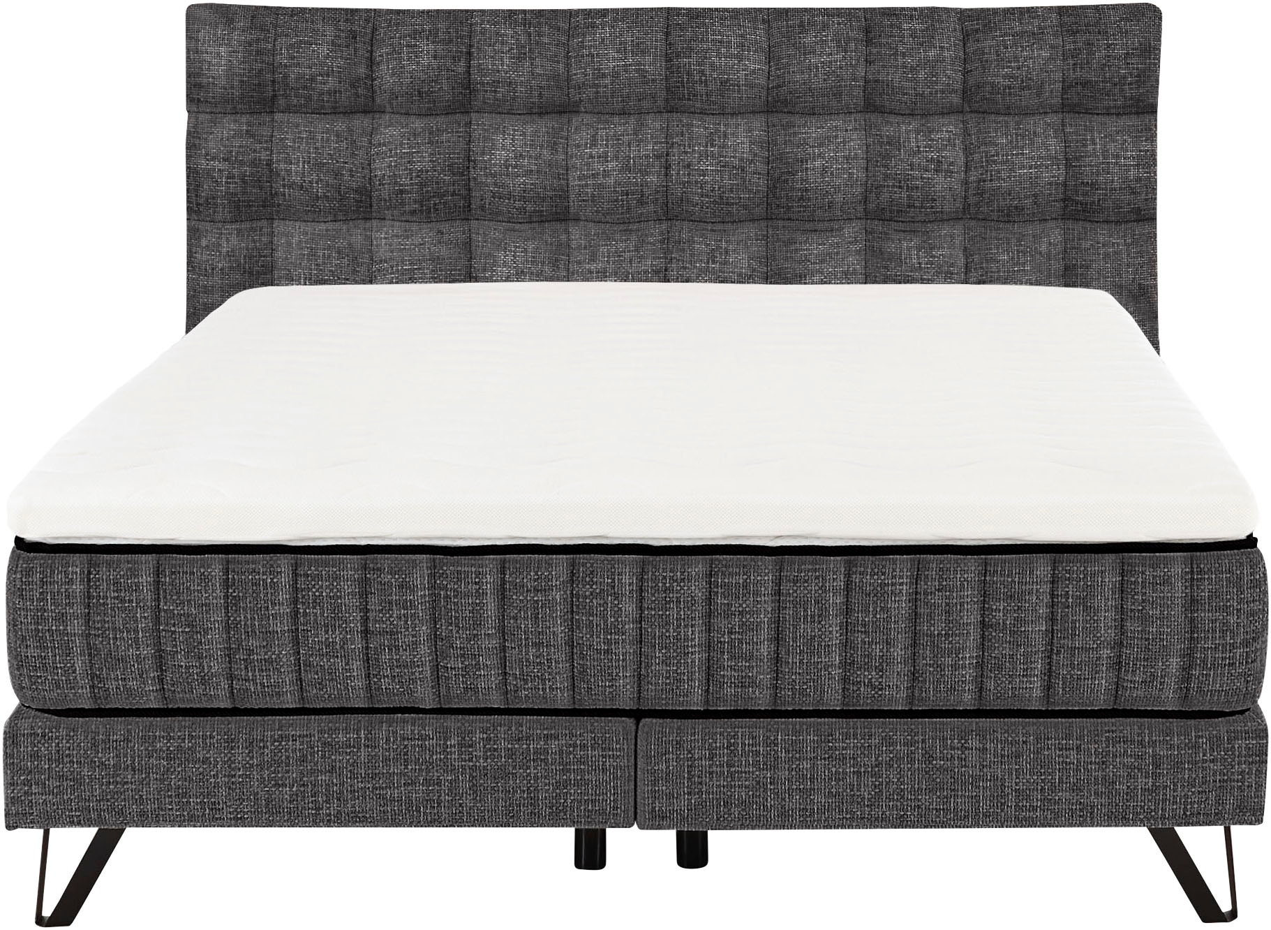 set one by Musterring Boxspringbett »Baldwin«, mit Duo-Matratze, Kopfteil mit quadratischer Steppung, 180 x 200 cm