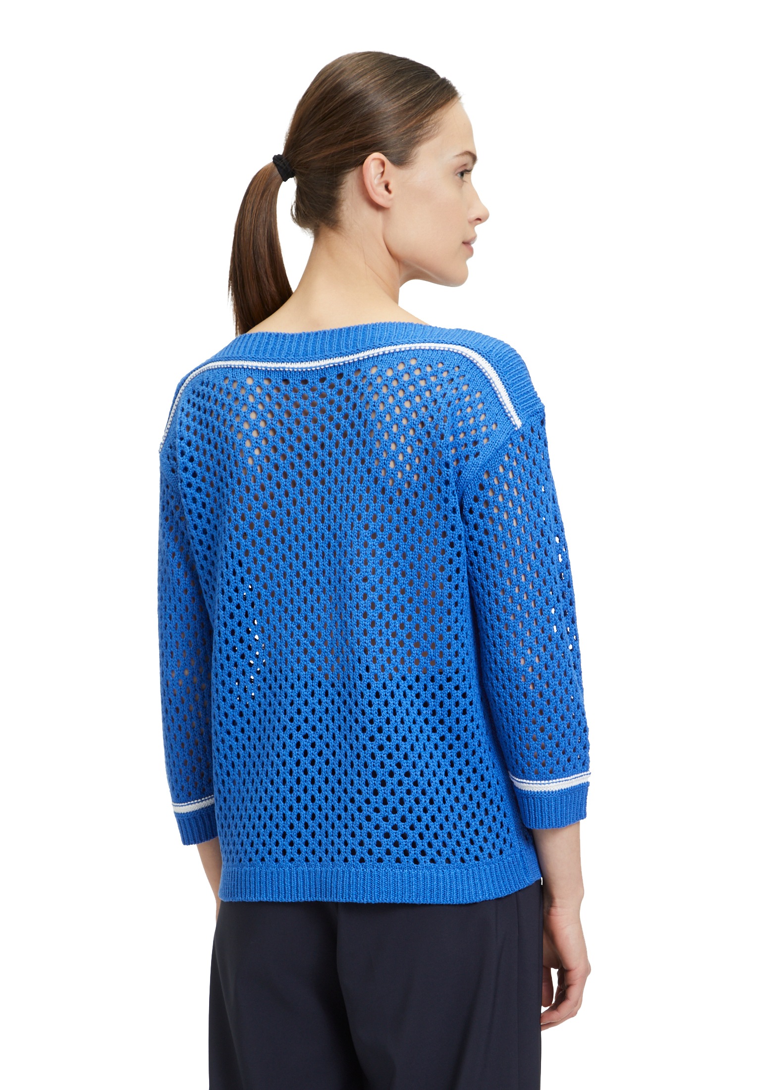 Betty Barclay Strickpullover »Betty Barclay Lochstrick-Pullover mit Strickdetails«, (1 tlg.), Kontraststeppung