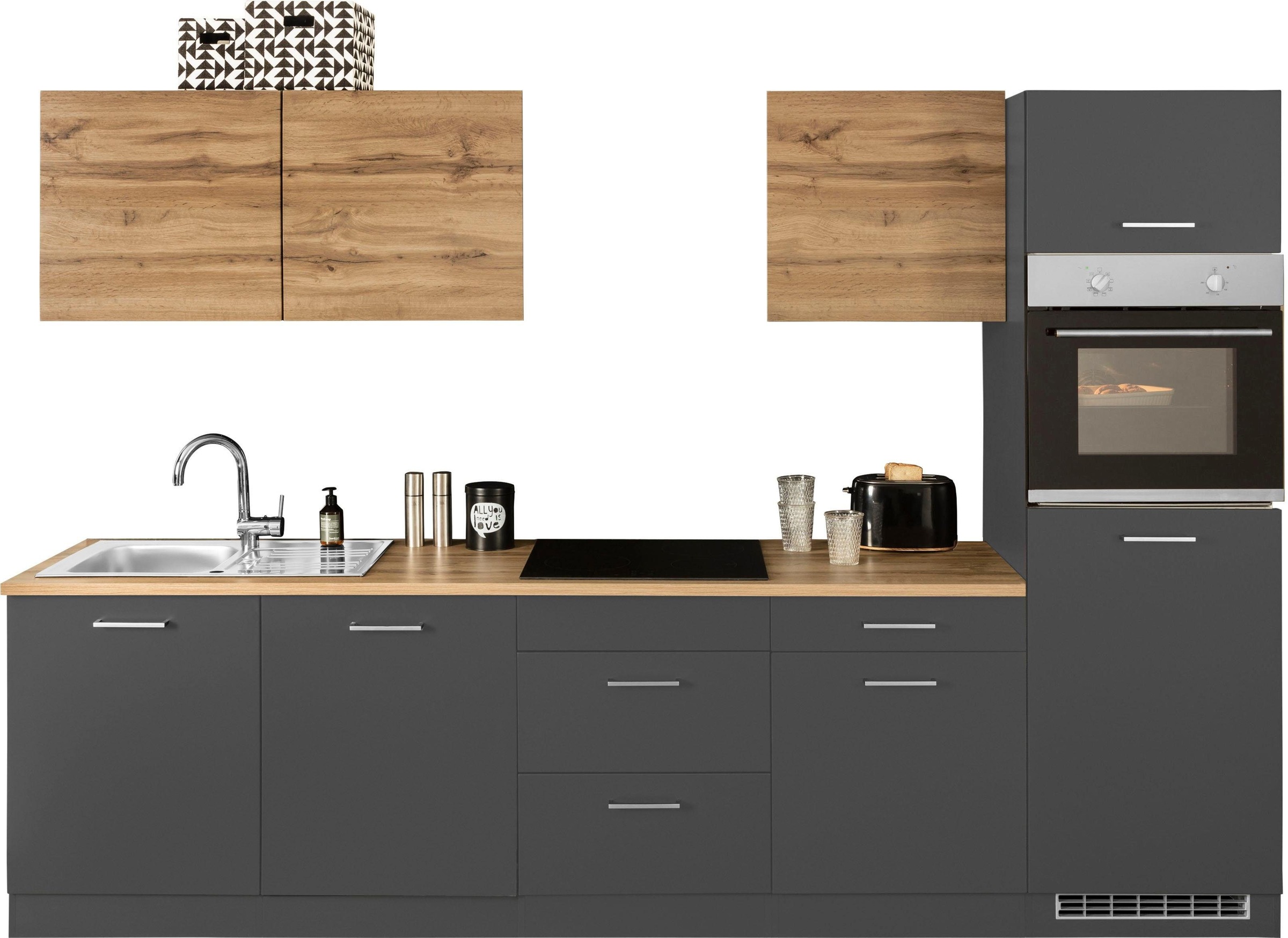 HELD MÖBEL Küchenzeile »Kehl«, ohne E-Geräte, Breite 300 cm, für Kühlschrank und Geschirrspüler
