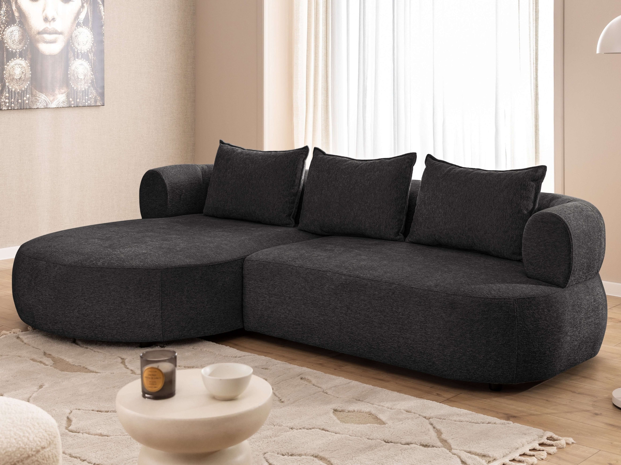 Home affaire Ecksofa "LUSSAC L-Form Design-Sofa mit Zierkissen, Maße B/T/H: günstig online kaufen