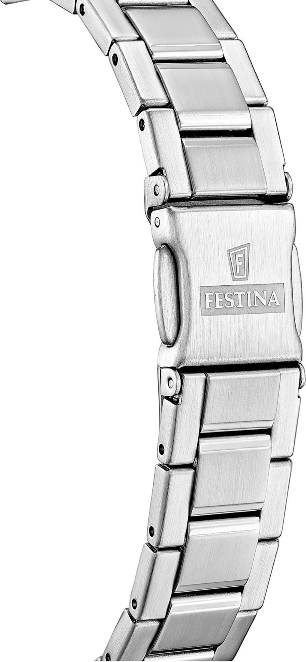 Festina Quarzuhr »Mademoiselle«, Armbanduhr, Damenuhr, Edelstahlarmband, analog, Tag, Zirkonia (synth.)