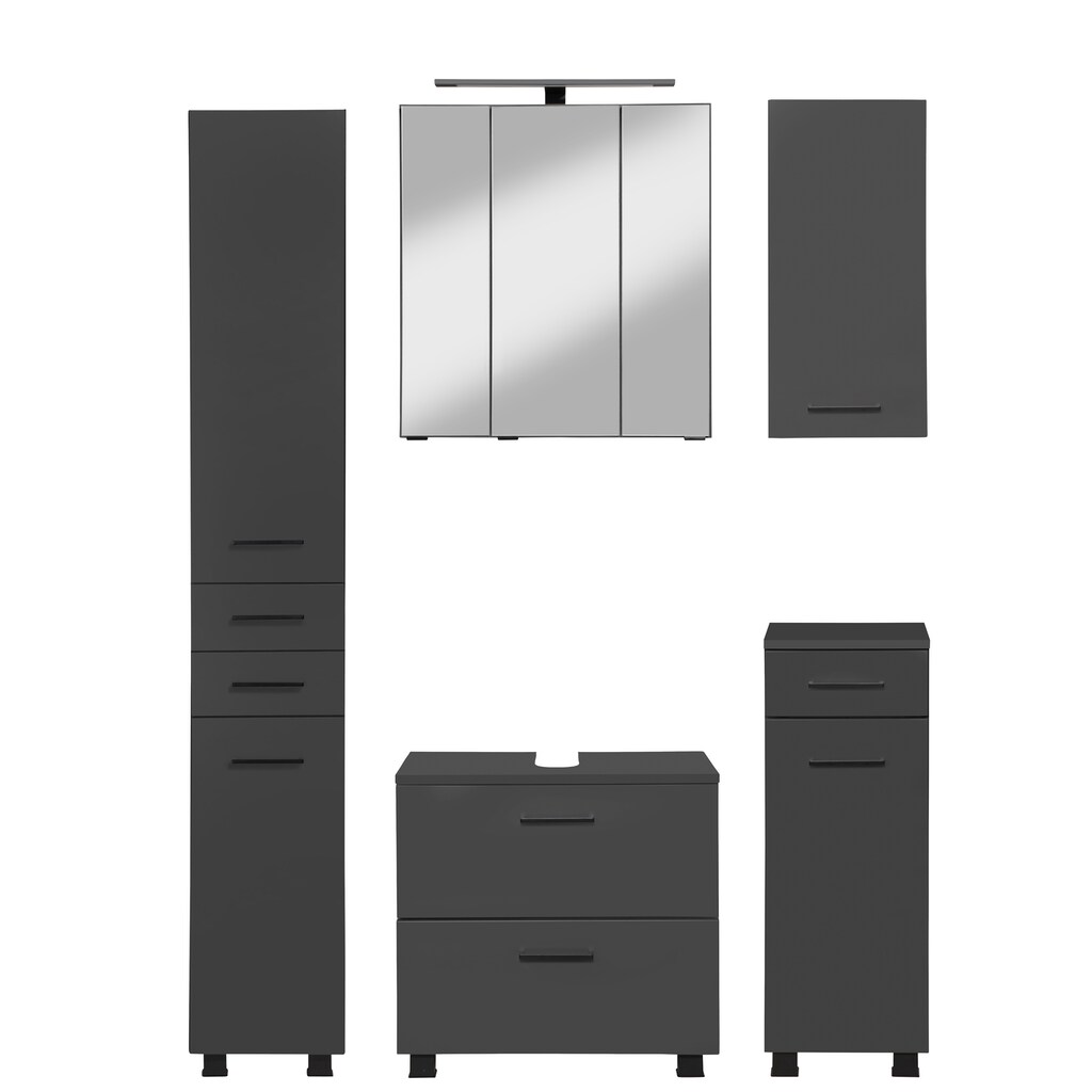 HELD MÖBEL Badmöbel-Set »"Trento", Badezimmer-Set, Hängeschrank, Unterschrank, Hochschrank«, (5 St.)