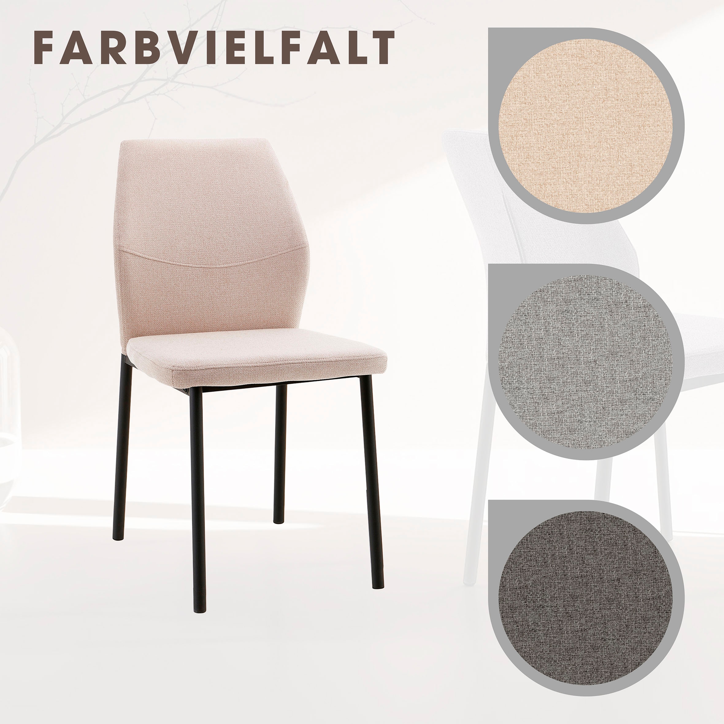 Home affaire Esszimmerstuhl »Lumos«, (Set), 2 St., Webstoff, Webstoff in vielen Farben erhältlich mit stabilem Metalluntergestell