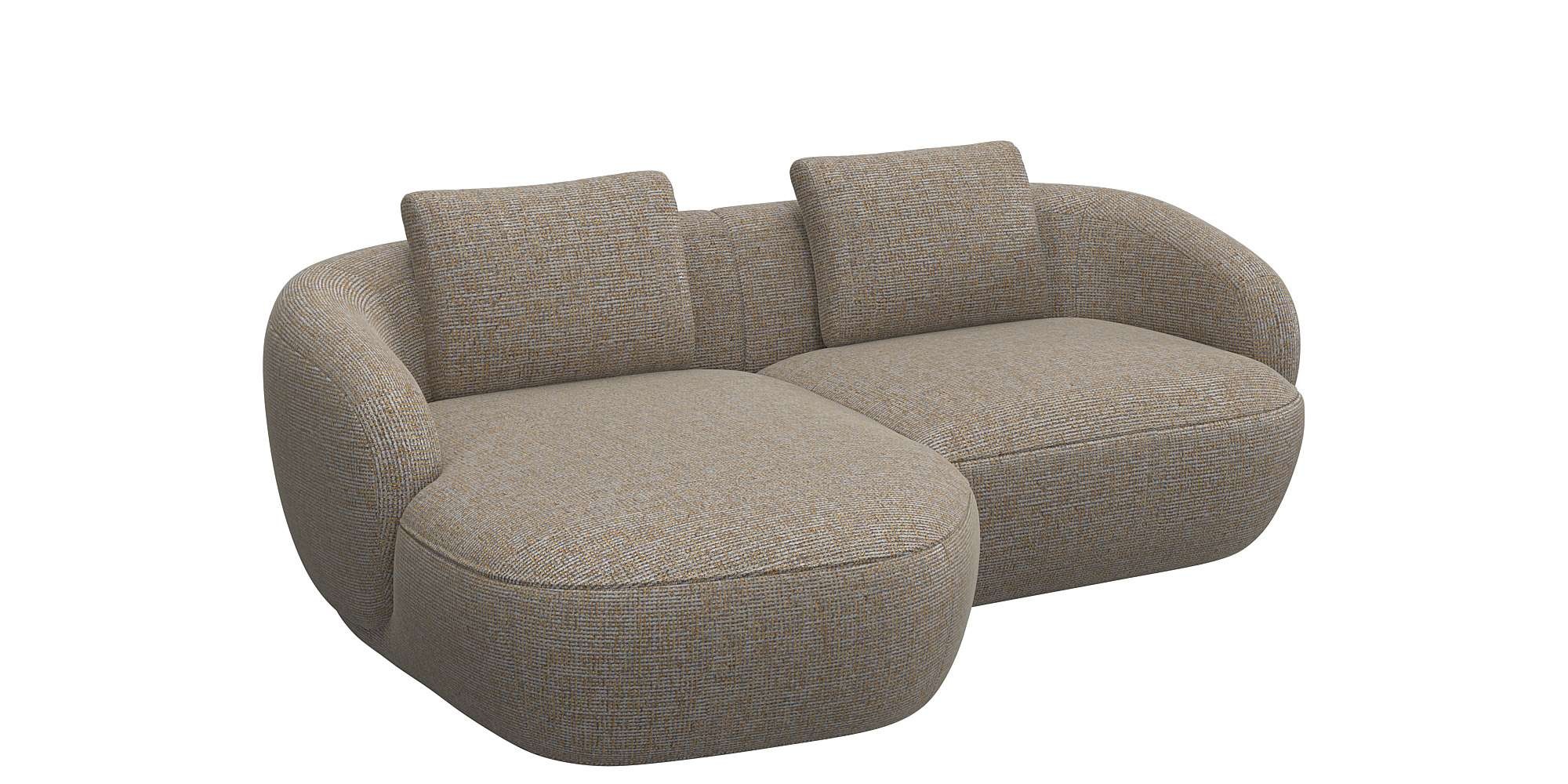 FLEXLUX Wohnlandschaft »Torino, rund, L-Form, Sofa-Ecke mit Recamiere, Longchair-Sofa«, Modernes, organisches Sofa-Design, Kaltschaum, Wellenunterfederung
