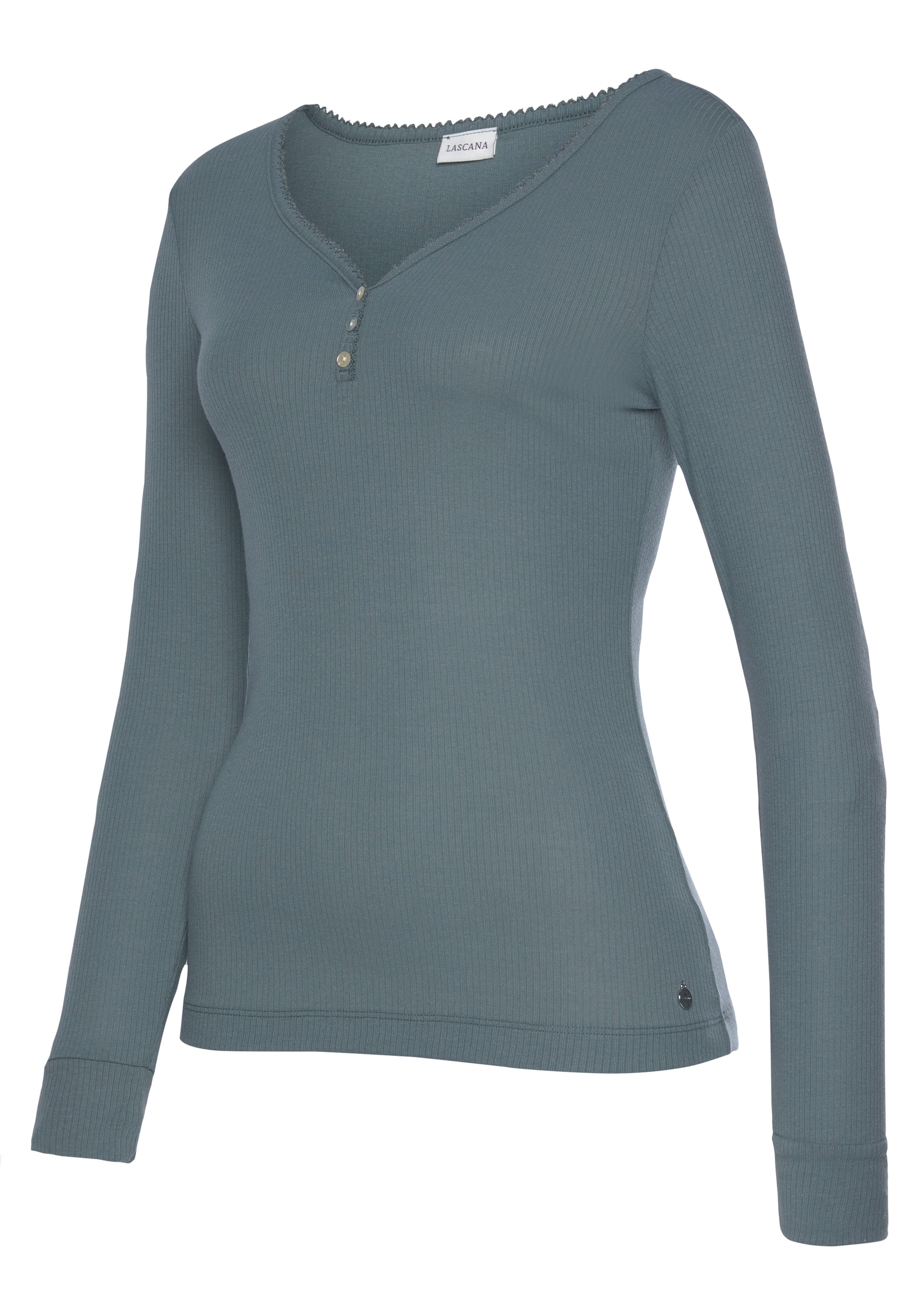 LASCANA Pyjamaoberteil, aus Rippstrick