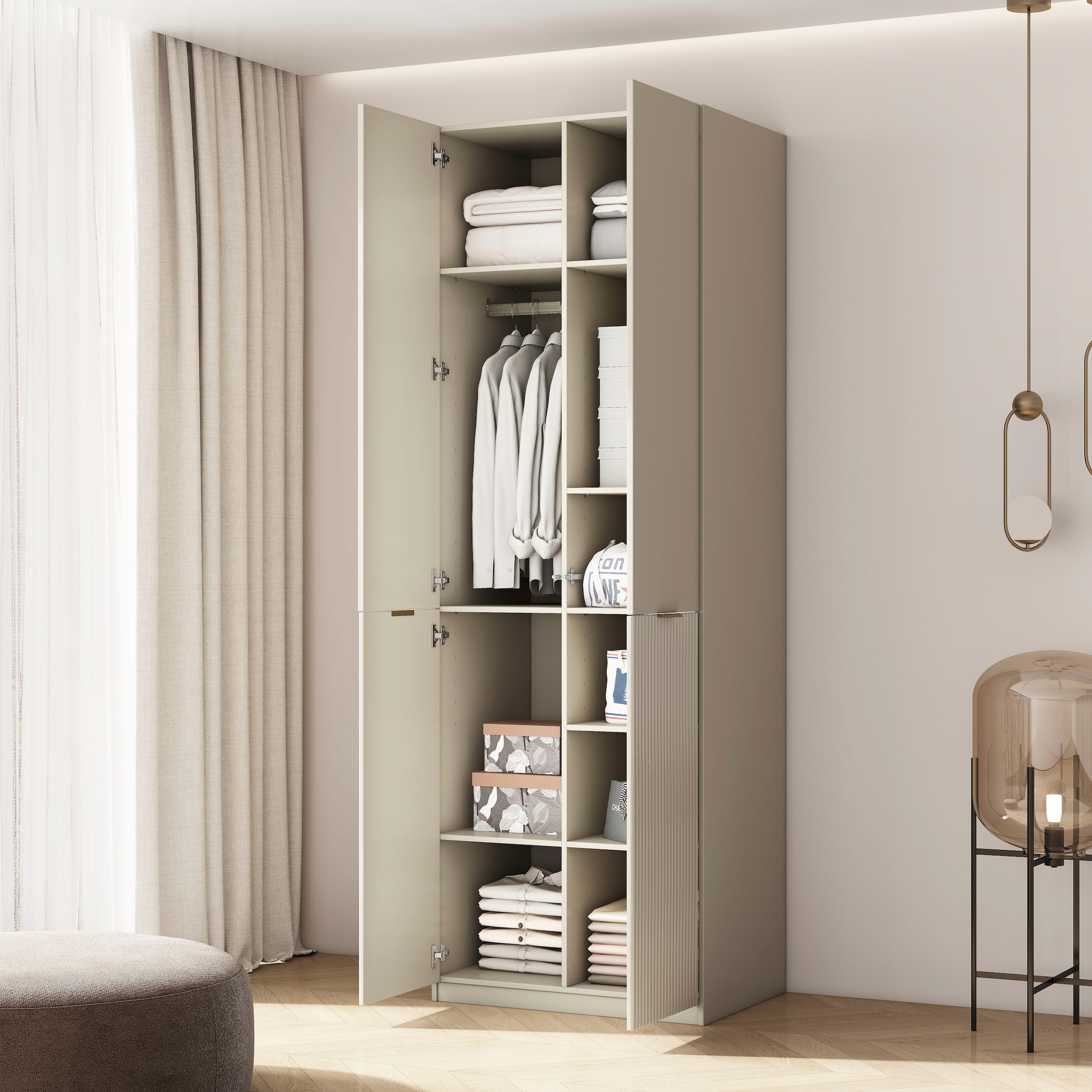 OTTO home Kleiderschrank »Jorella Schlafzimmerschrank Garderobe« eleganter Schlafzimmerschrank Rillendesign Trend Breite 82cm