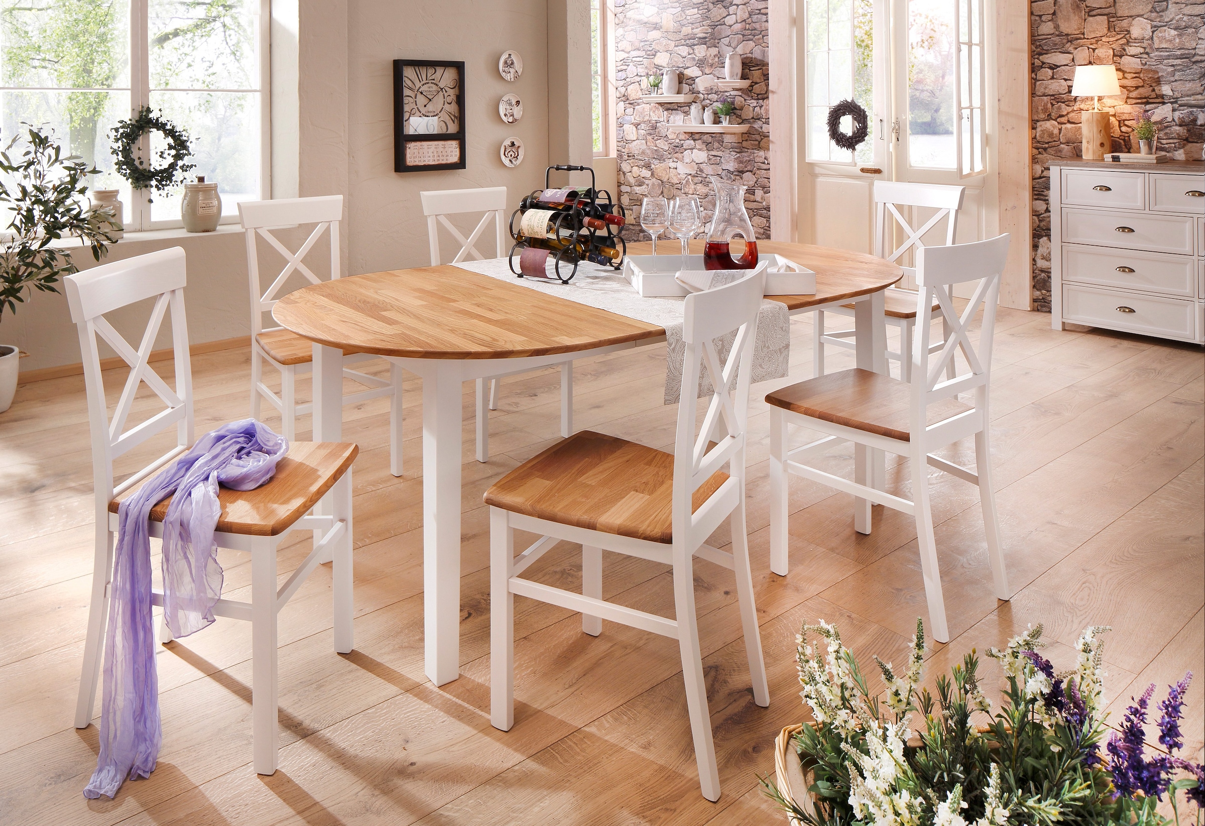 Home affaire Esstisch »Time Massivholz FSC Holztisch«, Durchmesser 120 cm, mit Auszugsfunktion, Küchentisch, Bestseller