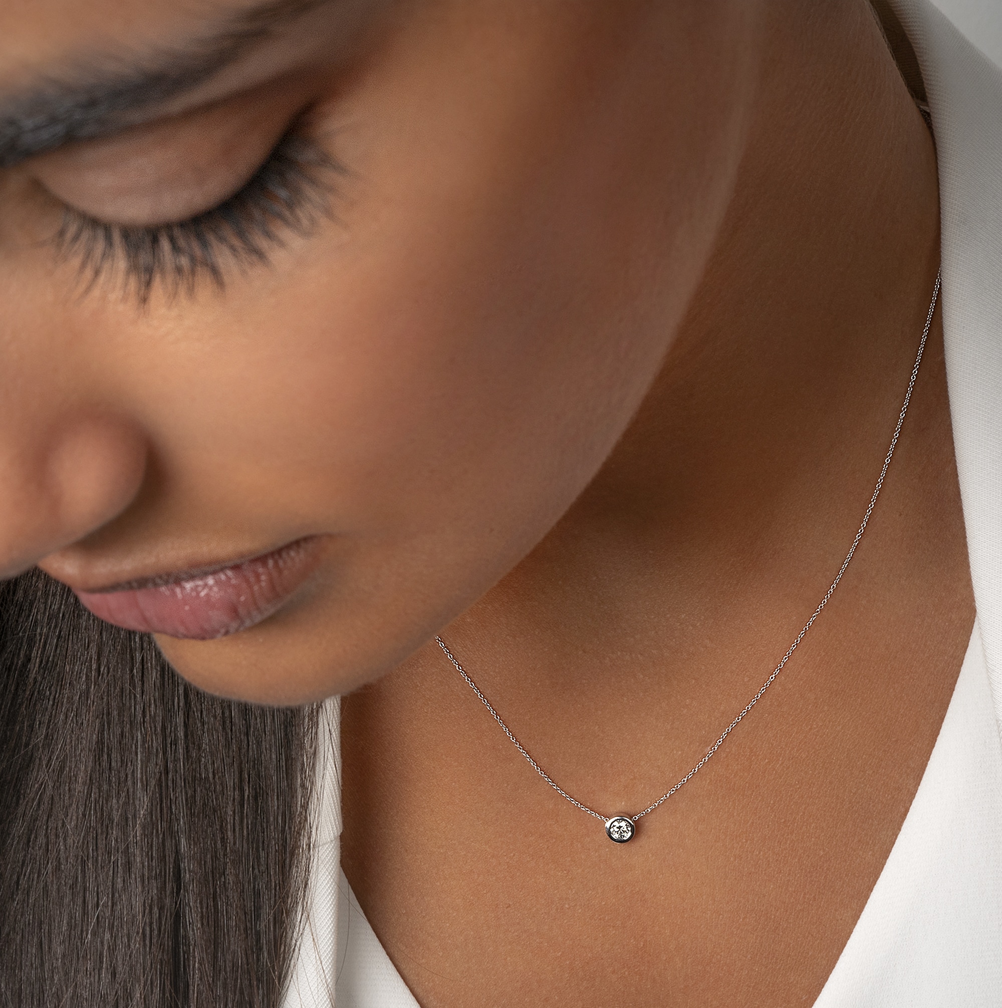 ONE ELEMENT Goldkette »0.15 ct Diamant Brillant Halskette«, aus 585 Weißgold 45 cm Ø 5 mm – ein Hauch von Luxus für den Alltag