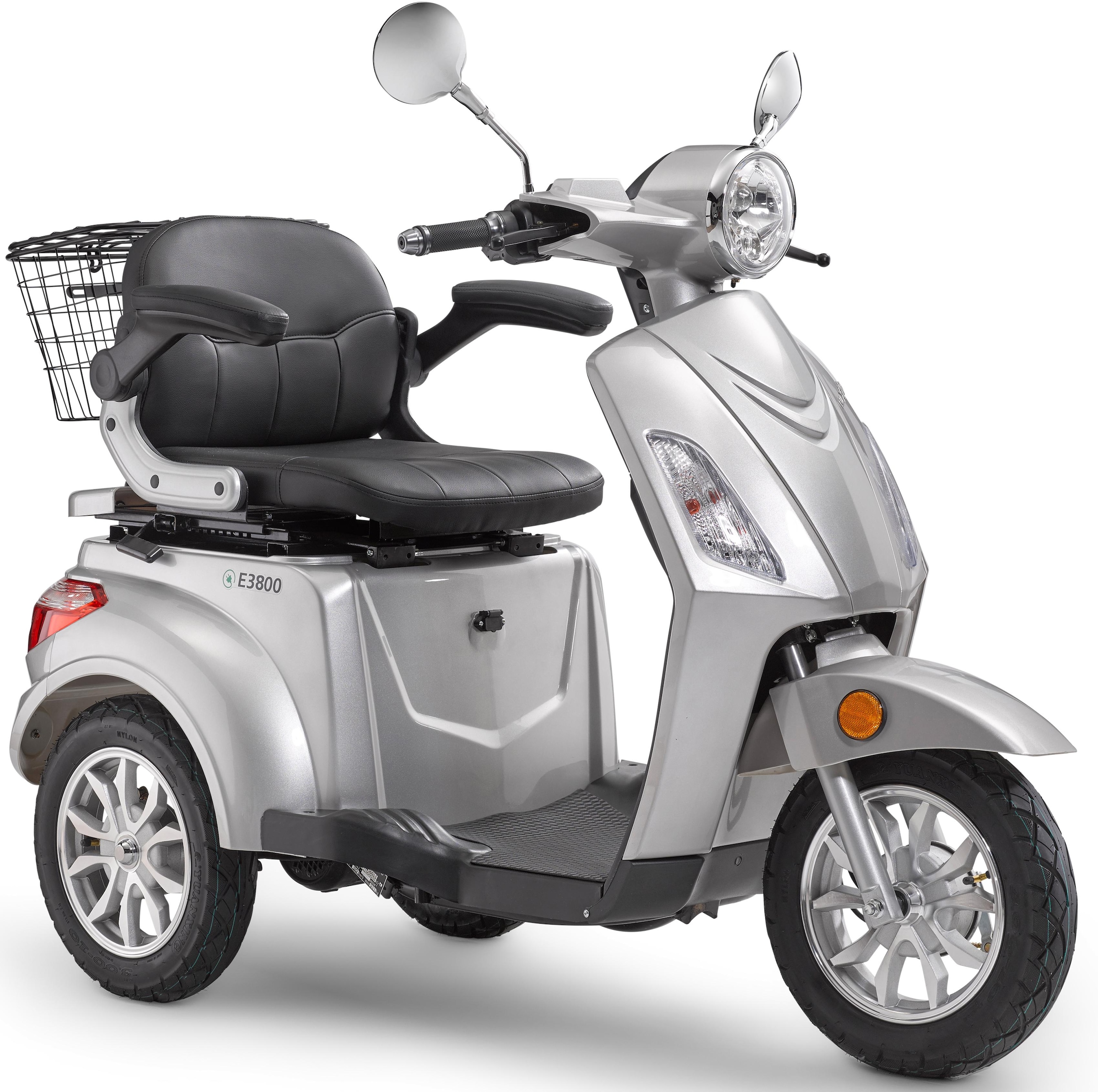 LUXXON Elektromobil "E3800", B:68cm H:111cm L:155cm, silber, Elektromobile, bis zu 65 km Reichweite, Elektro Dreirad, Seniorenmobil