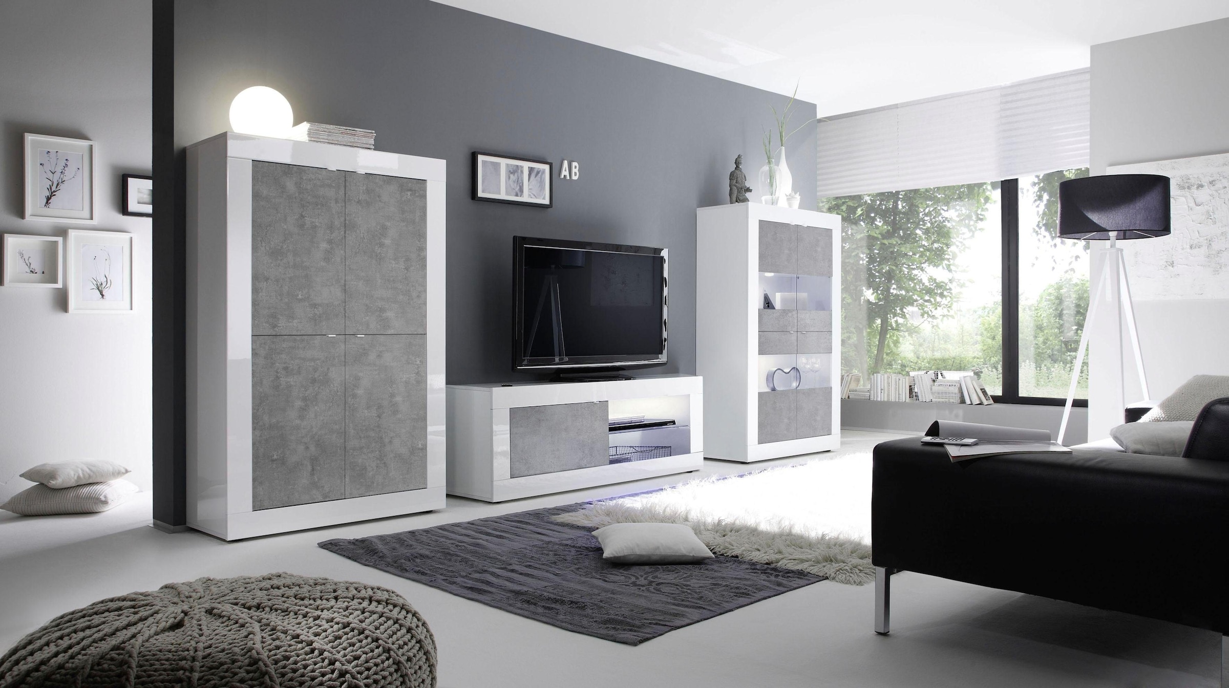 INOSIGN Highboard »Basic Höhe 162 cm, Breite 102 cm, Kommode 4 Türen, Hochkommode«, Metallgriff, moderne Rahmenoptik, viel Stauraum, Farbauswahl