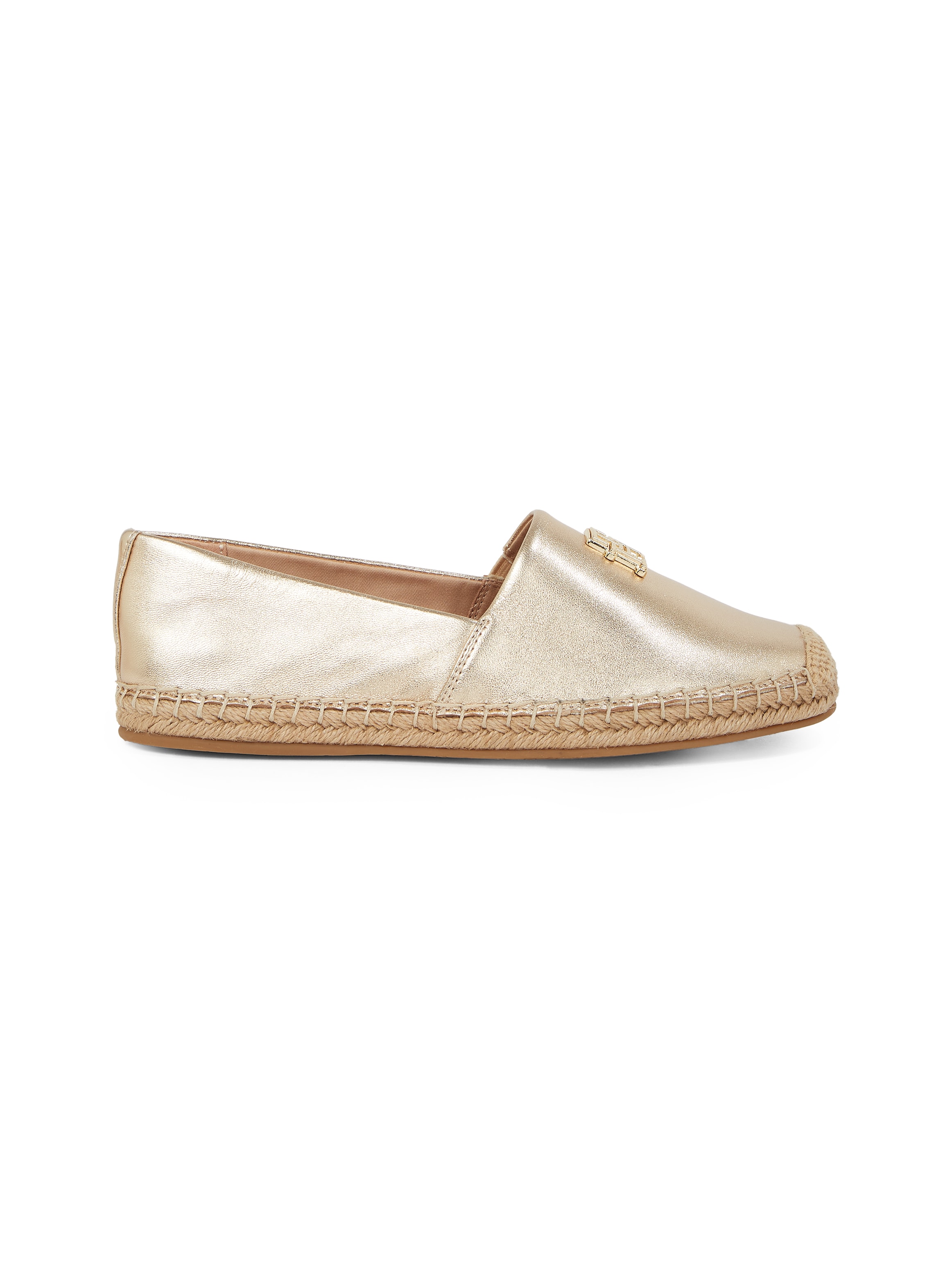 Tommy Hilfiger Espadrille »TH LOGO METALLIC LEATHER ESPAD«, Sommerschuh, Slipper, Schlüpfschuh mit TH-Schmuckelement