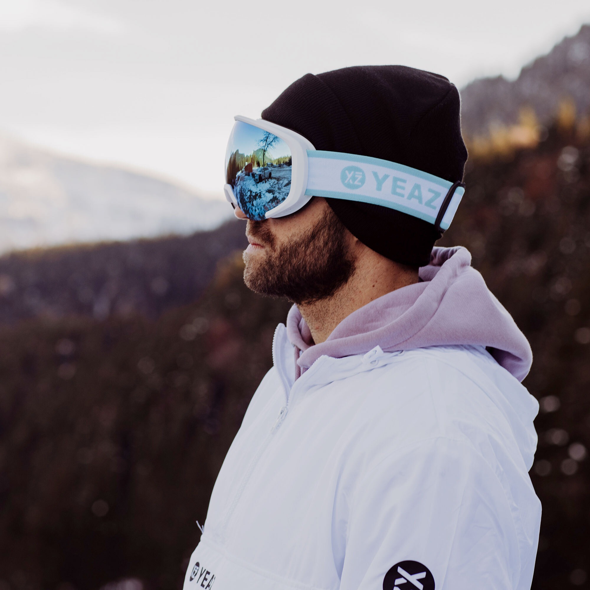 YEAZ Skibrille »Ski- und Snowboard-Brille hellblau/matt weiß BLACK RUN«
