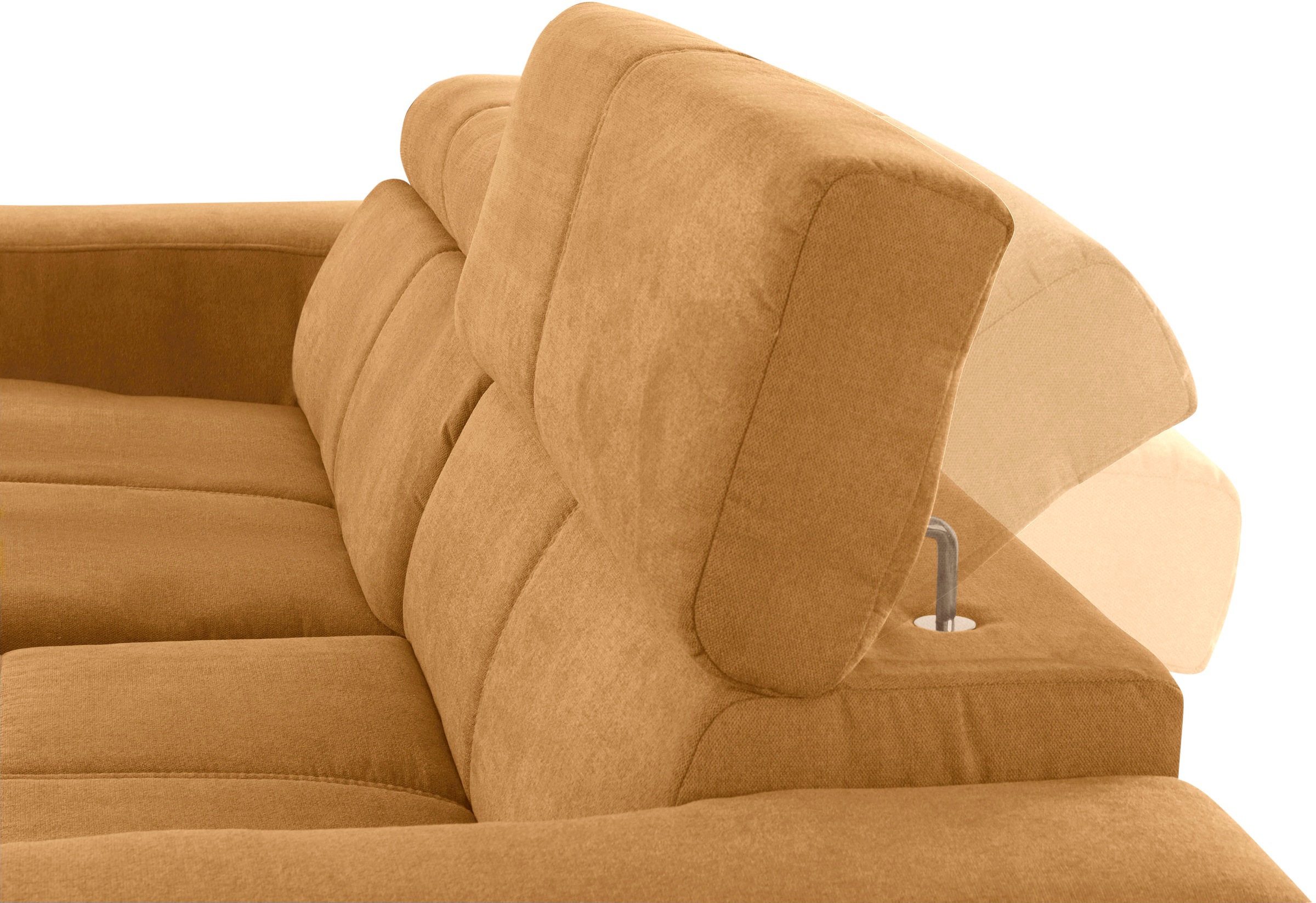 DOMO collection Ecksofa »Brandon Sitzbelastung 140 kg, kleine Ausführung B/T/H: 214/100/80 cm«, Mit Kopfteilverstellung, auch in Leder und Cord, L-Form