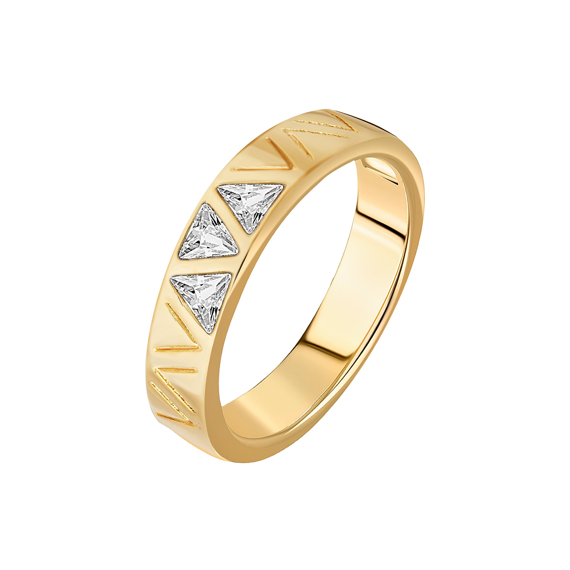 bestellen Sterling online CAÏ vergoldet Fingerring BAUR | Zirkonia mit Dreiecken« »925 Silber gelb