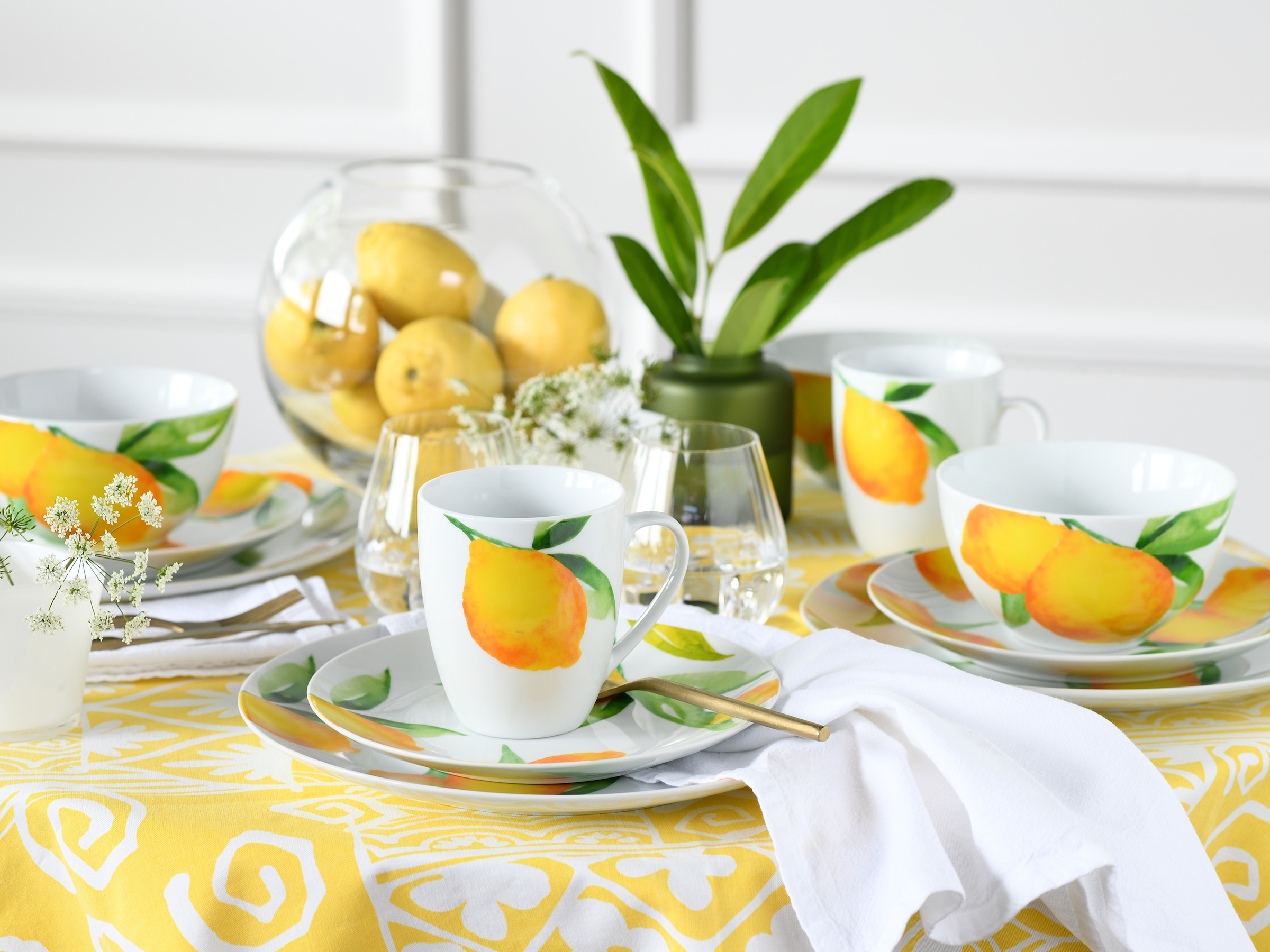 CreaTable Kombiservice »Luna Limoncello, Kombi-Service 24-tlg«, (Set, 24 tlg.), Zitronendekor