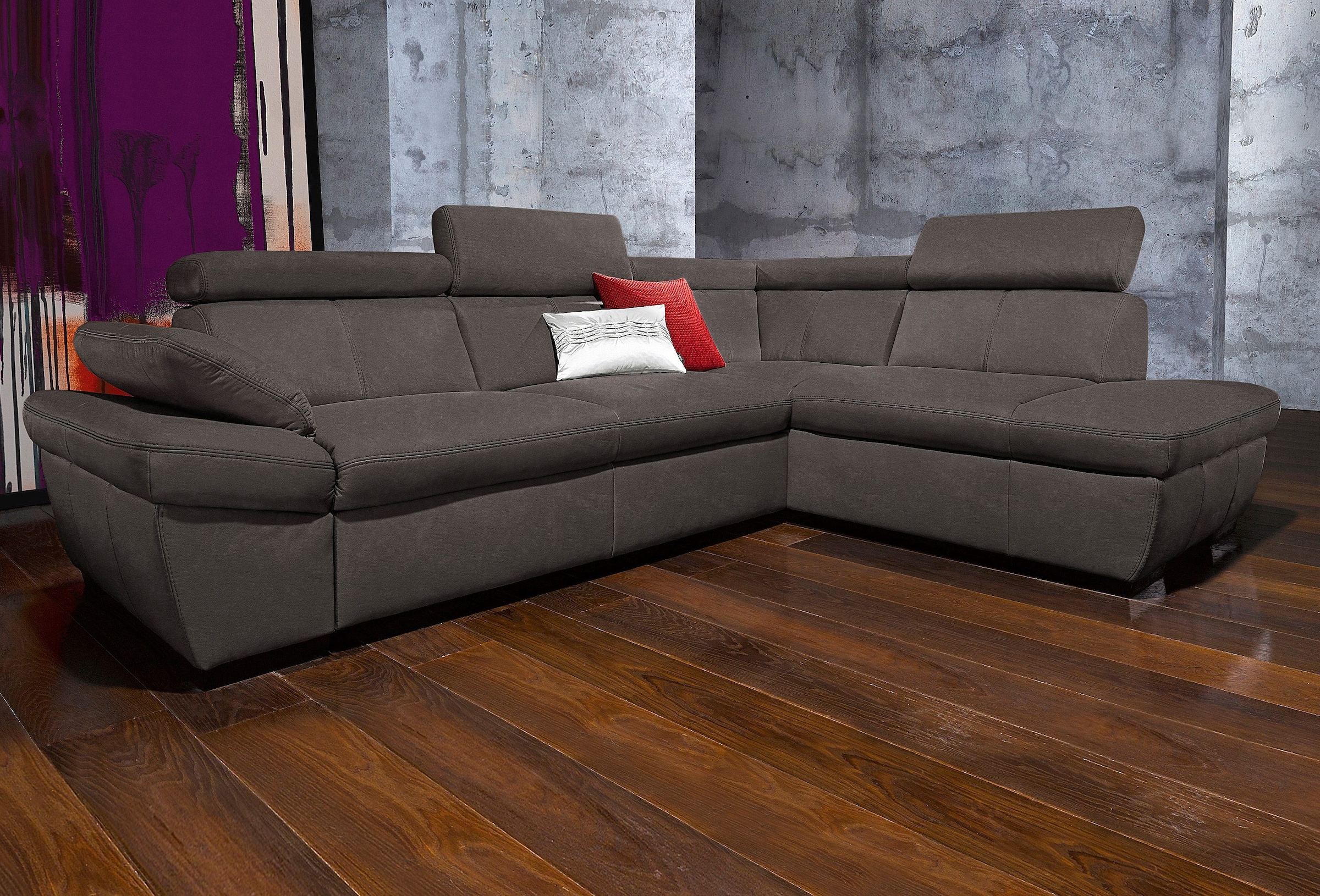 sofa kaufen Kopfteil- Ecksofa Armteilverstellung, - Bettfunktion exxpo »Salerno«, | mit fashion inklusive und BAUR wahlweise