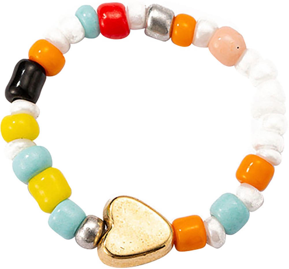 Firetti Ring-Set »Multipack Schmuck Geschenk Damenring Herz Zugband Edelstein Farbstein«, (Set, 3 tlg.), Made in Germany - mit Kunstharzperle