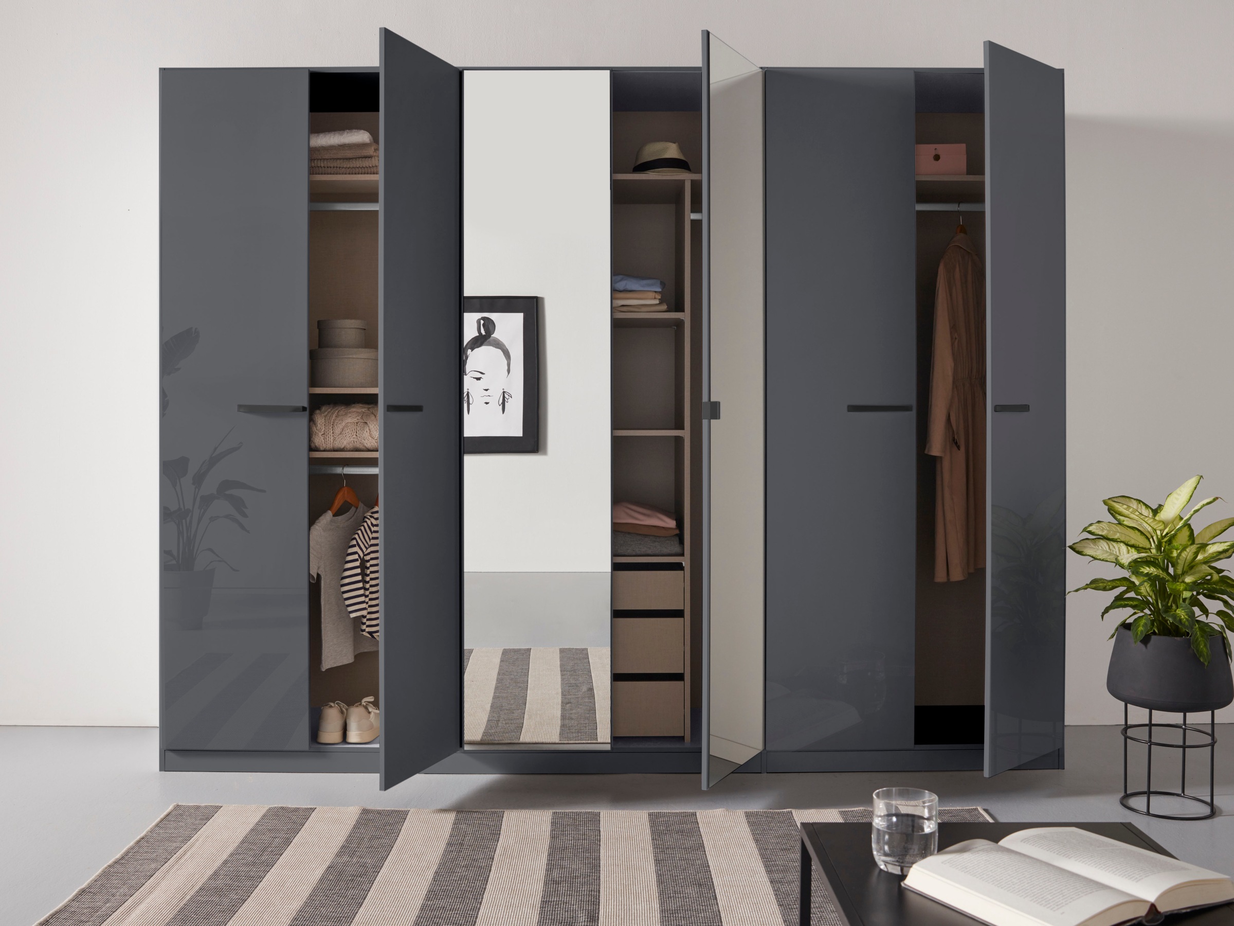 rauch Drehtürenschrank »Kleiderschrank Schrank Garderobe TOPSELLER OTELI inkl. Inneneinteilung«, mit 3 Innenschubladen extra Böden optional mit Spiegel MADE IN GERMANY