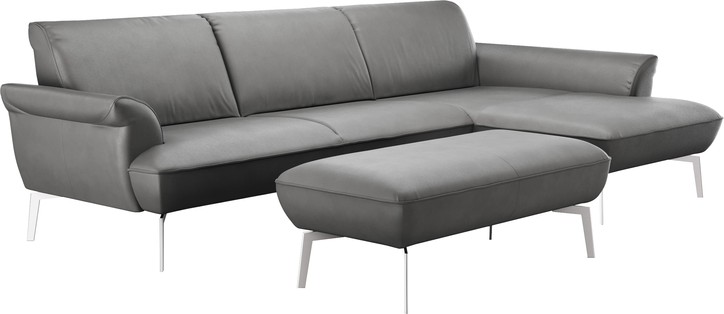 himolla Ecksofa »himolla 9900«, (mit Hocker), Recamiere rechts o. links, Füße Aluminium, mit Hocker