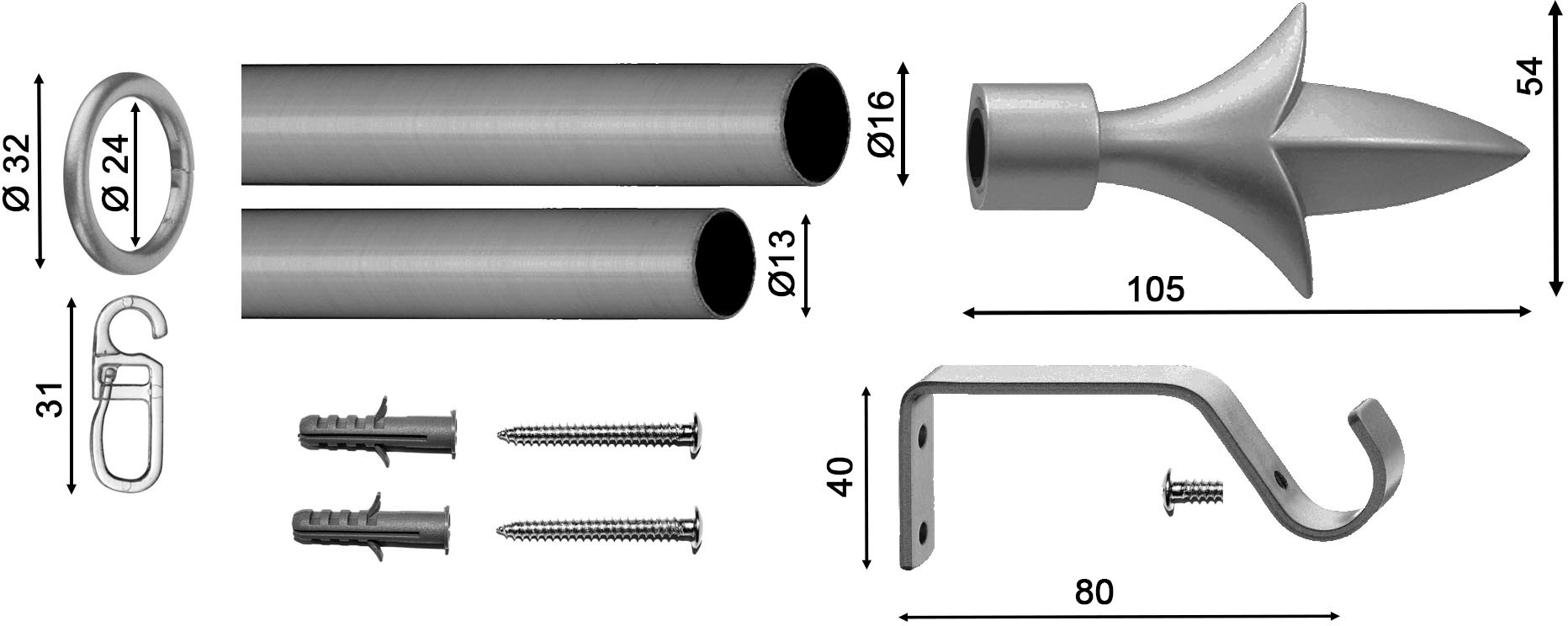 indeko Gardinenstange "Erfurt" Ø 16 mm 1 läufig-läufig ausziehbar stufenlos günstig online kaufen