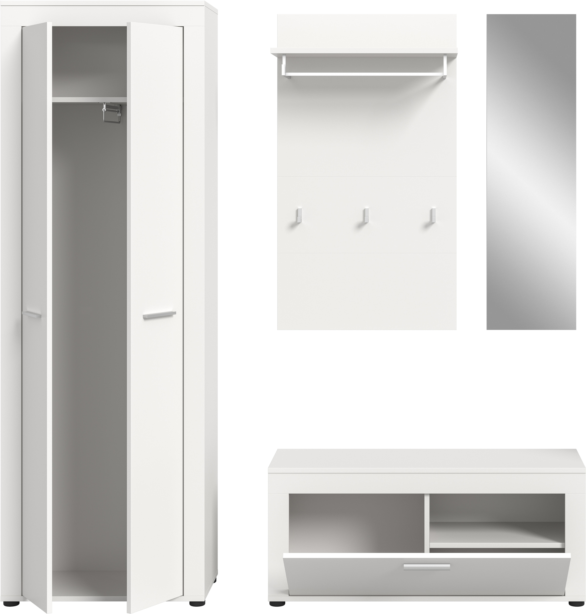 INOSIGN Garderoben-Set »Aosta«, (Set, 4 St.), Aosta, Höhe 191 cm, 4-tlg. Garderobenset, Flur, Diele
