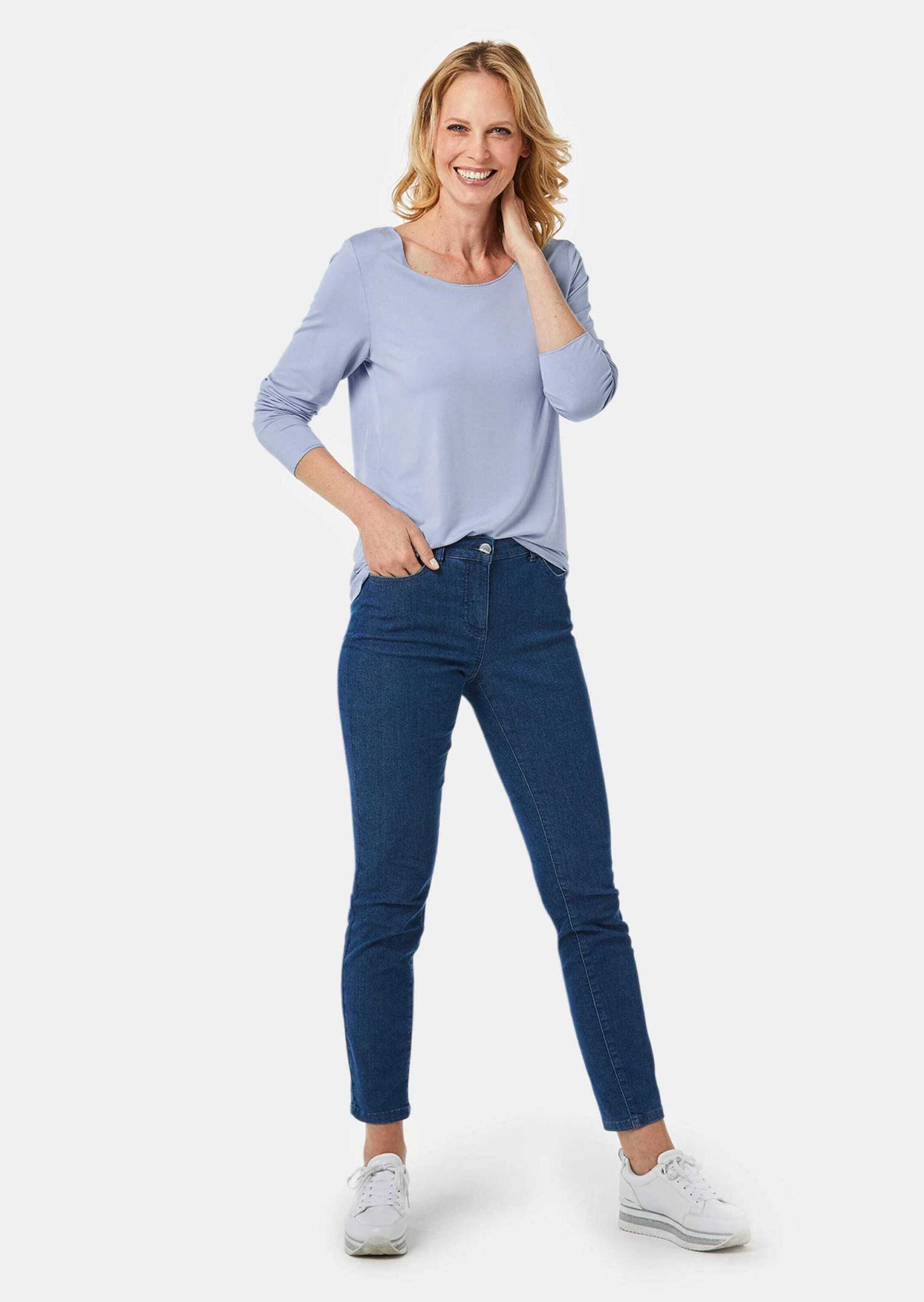 GOLDNER Longpullover "Kurzgröße Kombistarkes Langarmshirt mit tonaler Zierk günstig online kaufen