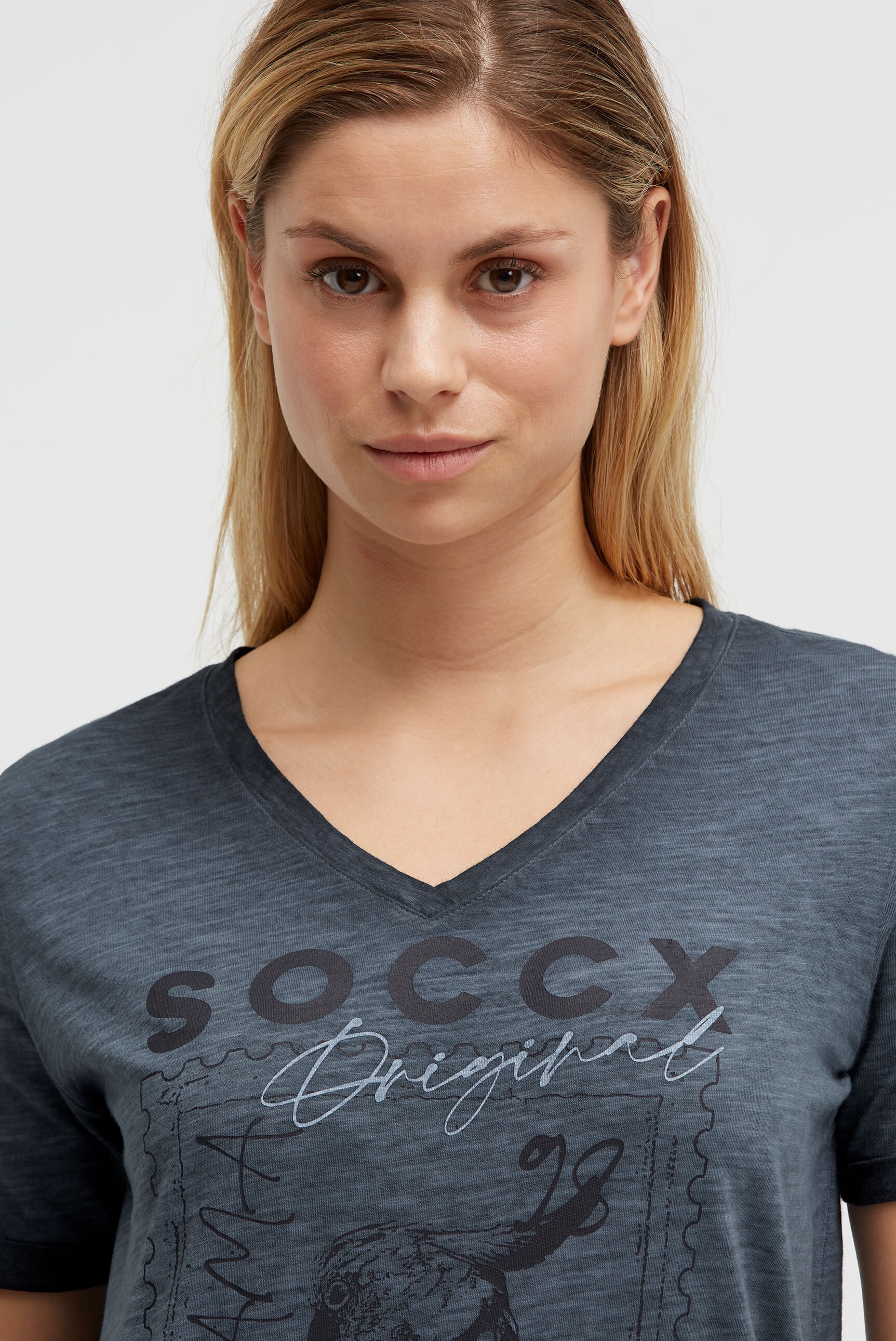 SOCCX V-Shirt aus Baumwolle