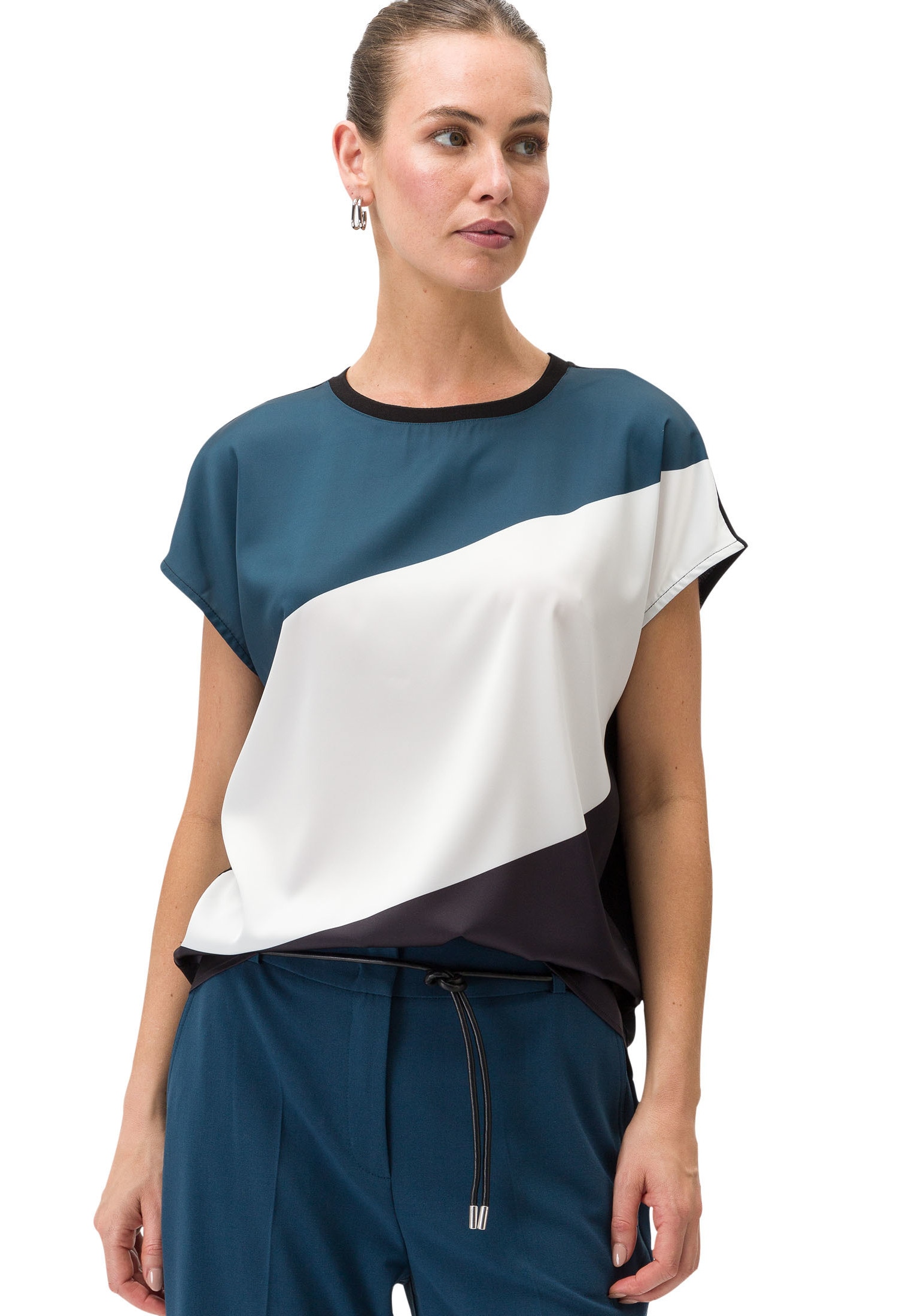 Zero Kurzarmshirt "zero Satinshirt mit Color Blocking", weiteres Detail günstig online kaufen