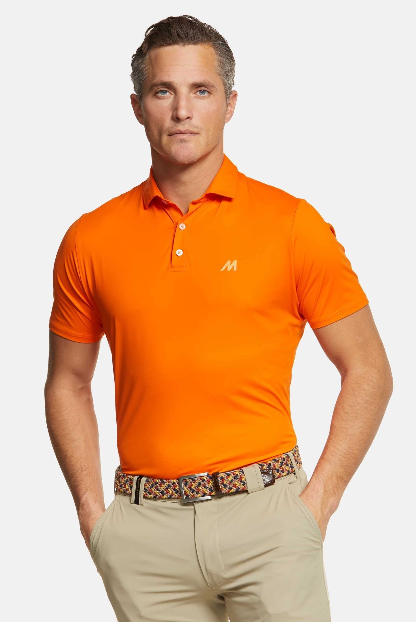 T-Shirt MEYER "Tiger", Herren, Gr. S, orange, 90% Polyamid, 10% Elasthan, unifarben, regular fit, V-Ausschnitt, gerader Abschluss, Shirts T-Shirt