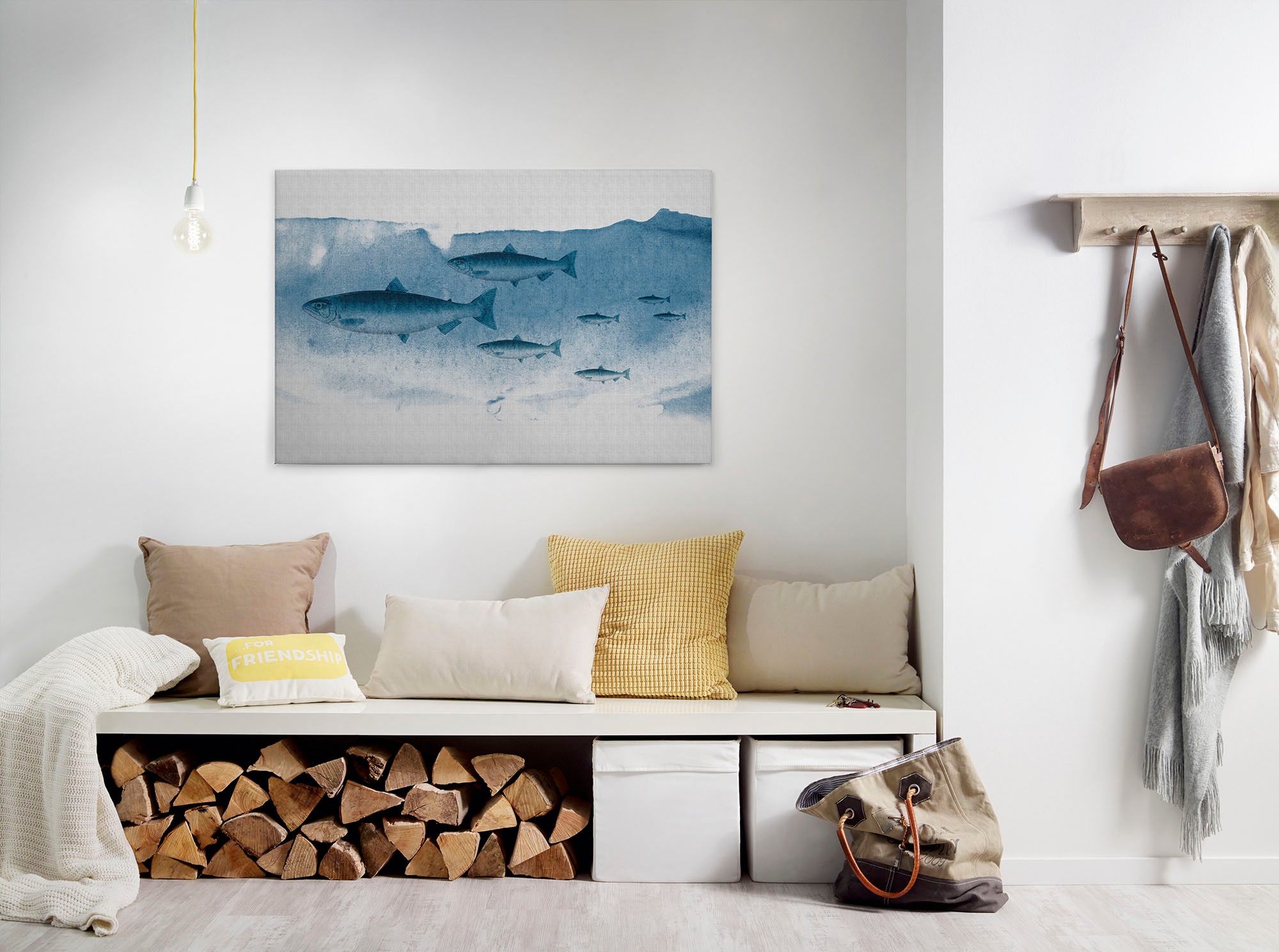 Bricoflor Leinwand Bild Mit Fischen Grün Türkis Unterwasser Bild In Aquarel günstig online kaufen