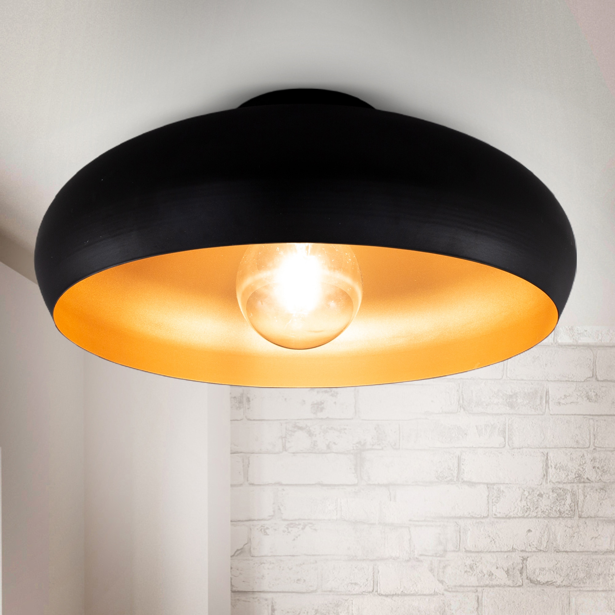 B.K.Licht Deckenleuchte, 1 flammig-flammig, LED Wohnzimmer Schlafzimmer Retro E27 schwarz-gold Flur | BAUR Deckenlampe