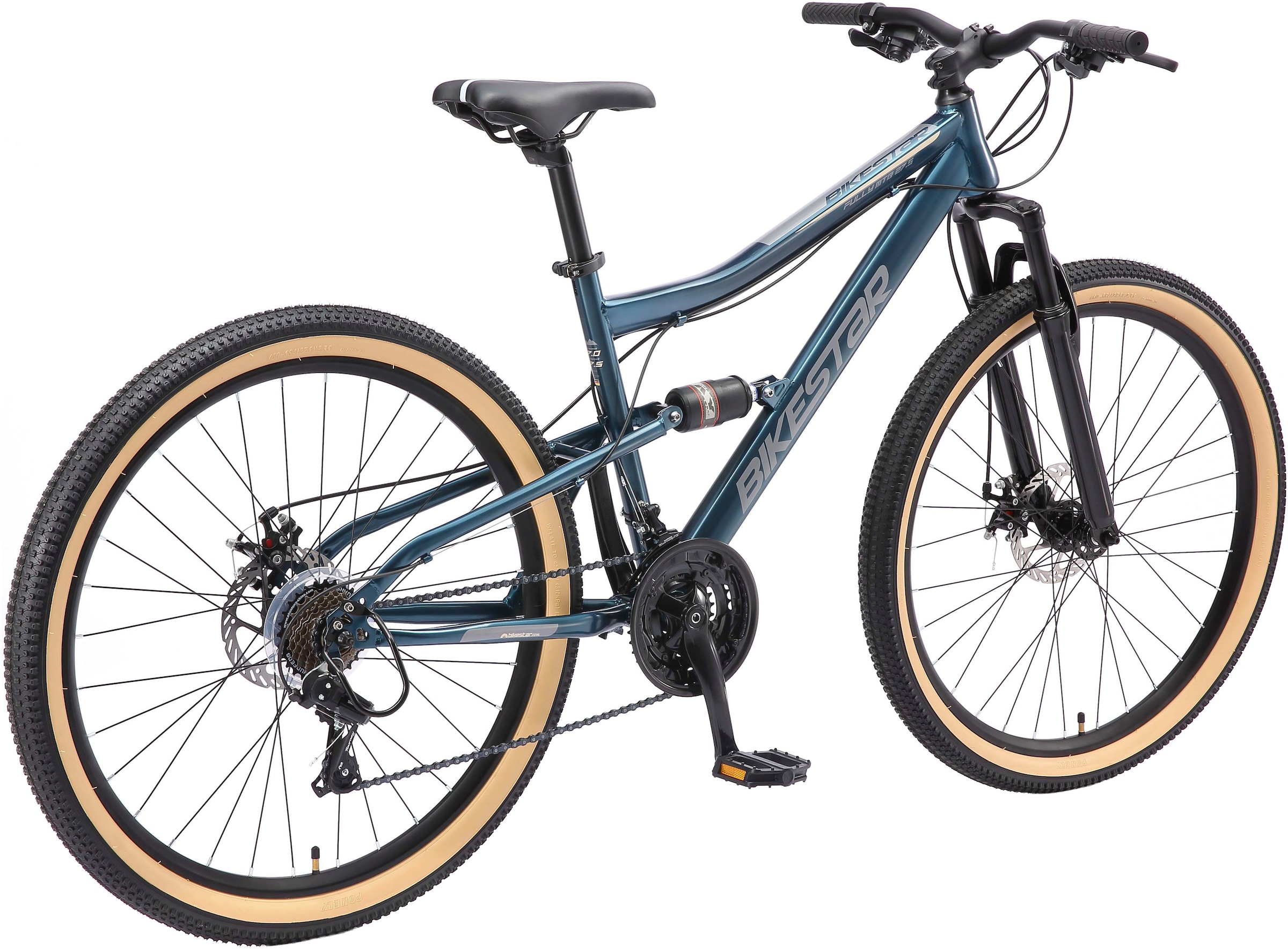 Bikestar Mountainbike, 21 Gang, Shimano, RD-TY300 Schaltwerk, Kettenschaltung, für Damen und Herren, Kettenschaltung