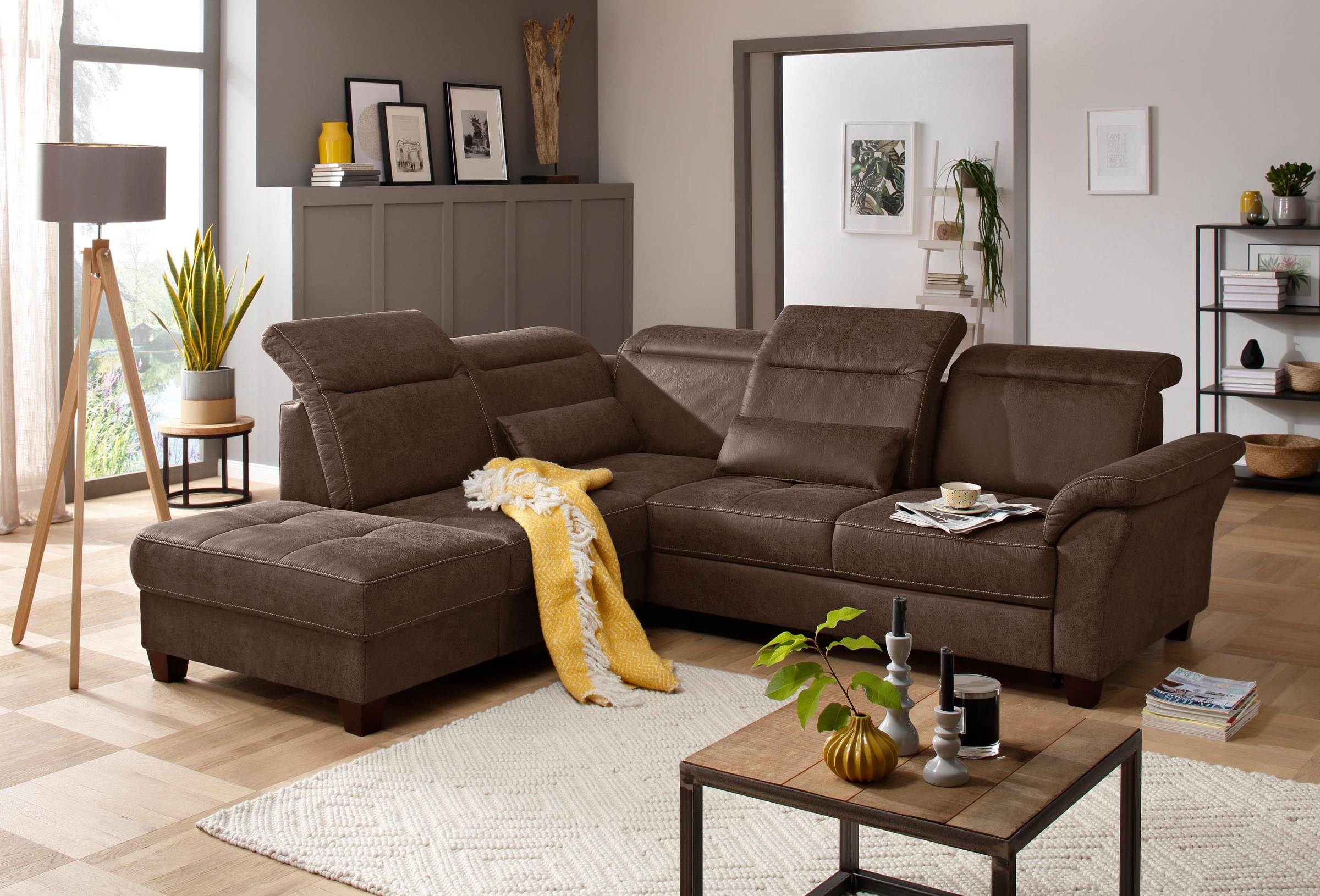 Home affaire Ecksofa "Solvei L-Form" wahlweise auch mit Kopfteilverstellung günstig online kaufen