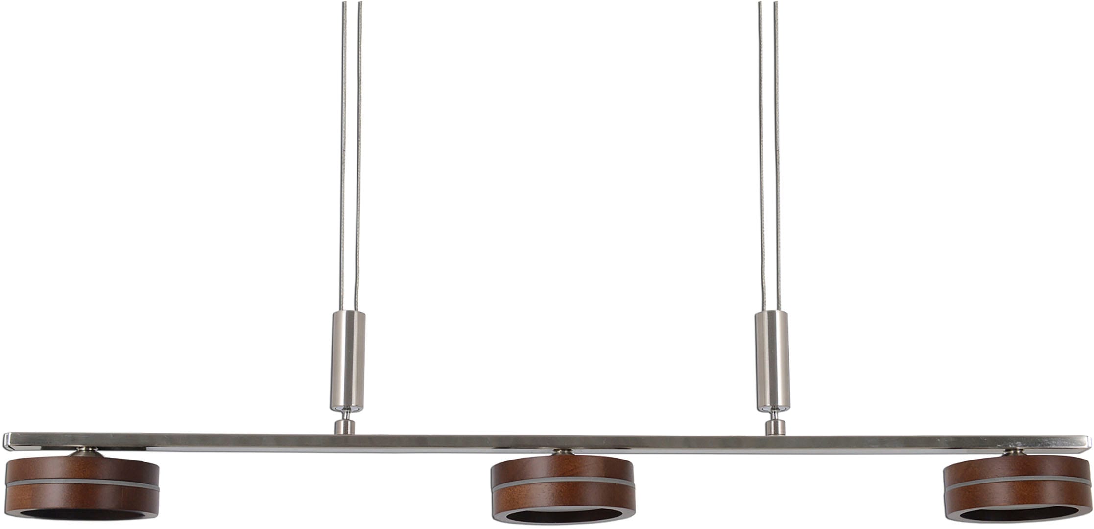 näve LED Pendelleuchte »"Triberg"«, 3 flammig, 3 flg., Schirme Holz (Eiche), Wanddimmer, Höhe verstellbar 80-150cm
