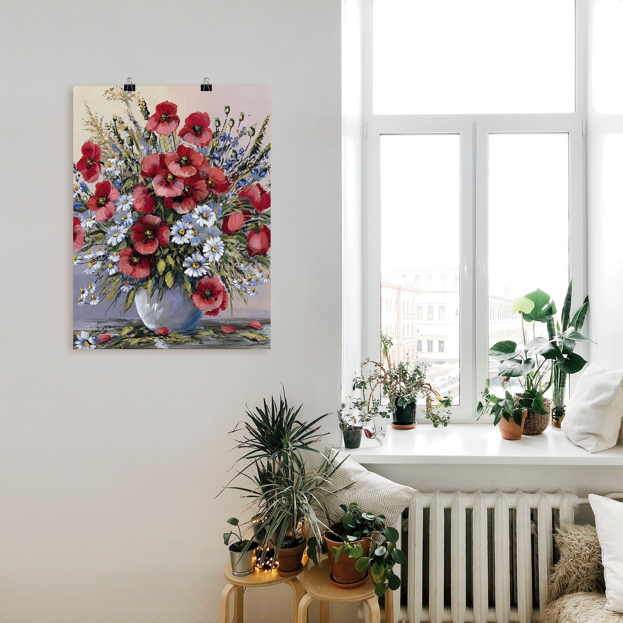 Artland Wandbild "Rote Mohnblumen" Blumen 1 Stk. tlg. als Leinwandbild, Pos günstig online kaufen