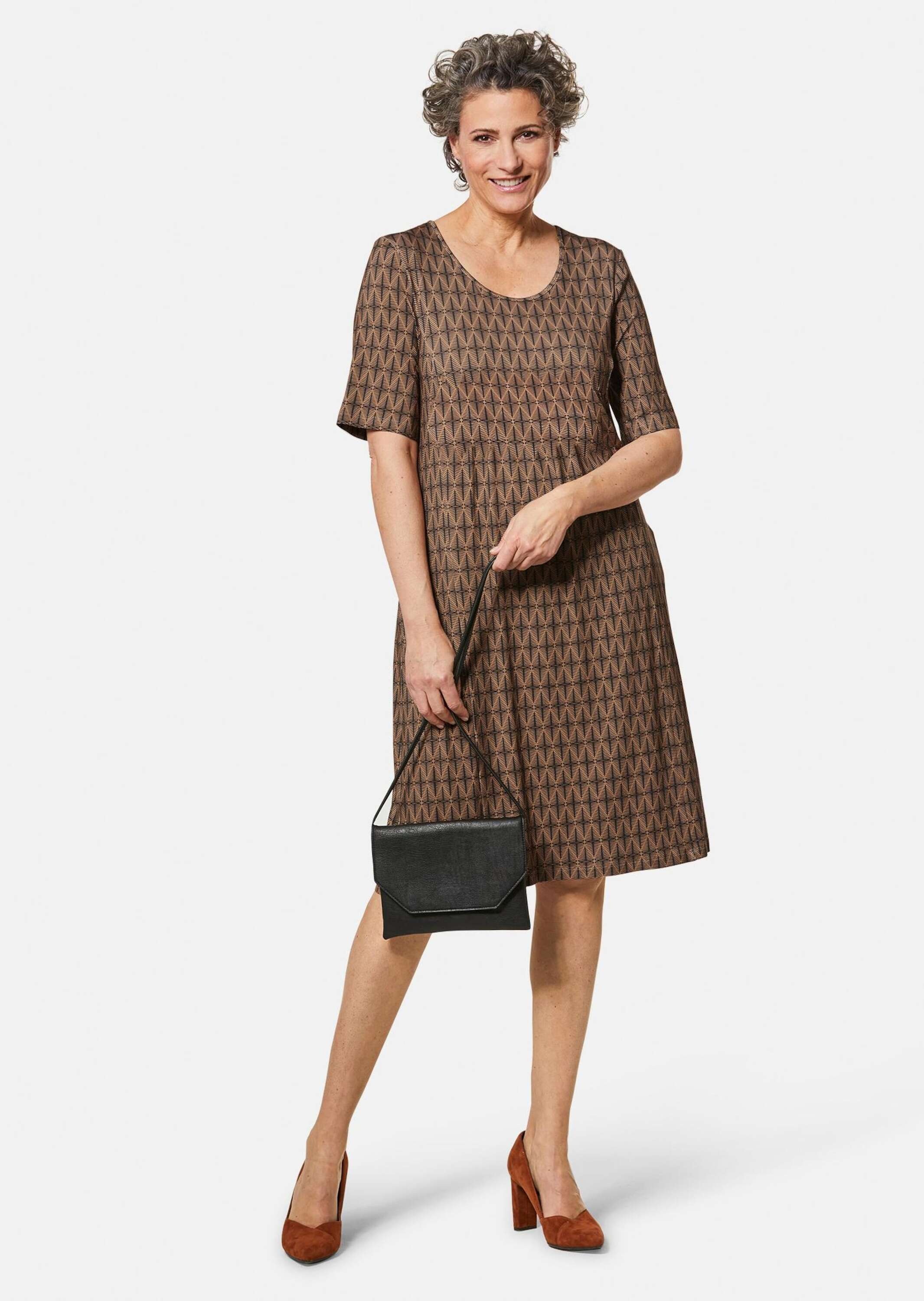 GOLDNER Druckkleid "Elastisches Jerseykleid mit modischem Druck" Applikatio günstig online kaufen