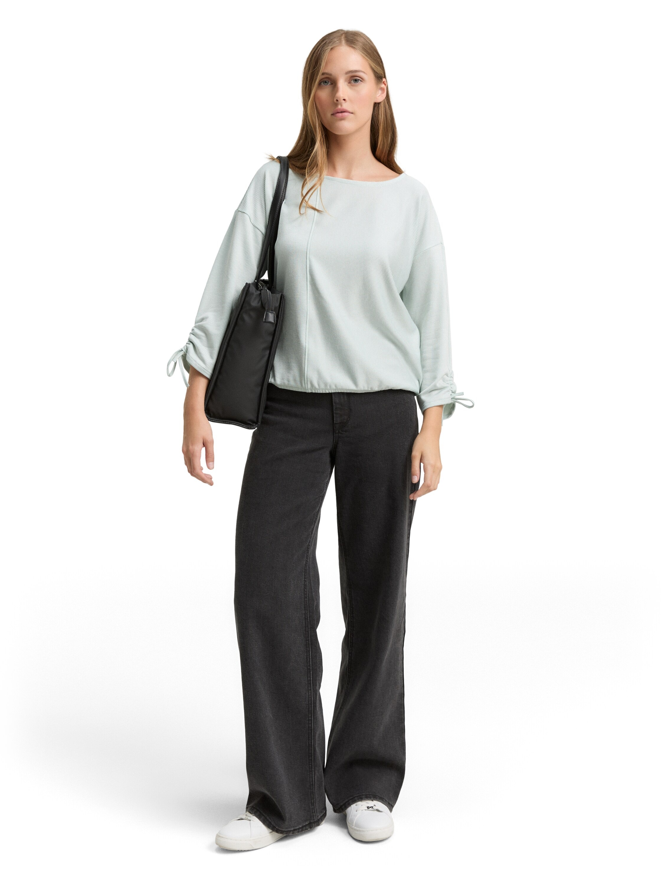 TOM TAILOR Denim 3/4-Arm-Shirt, in feiner Rippoptik