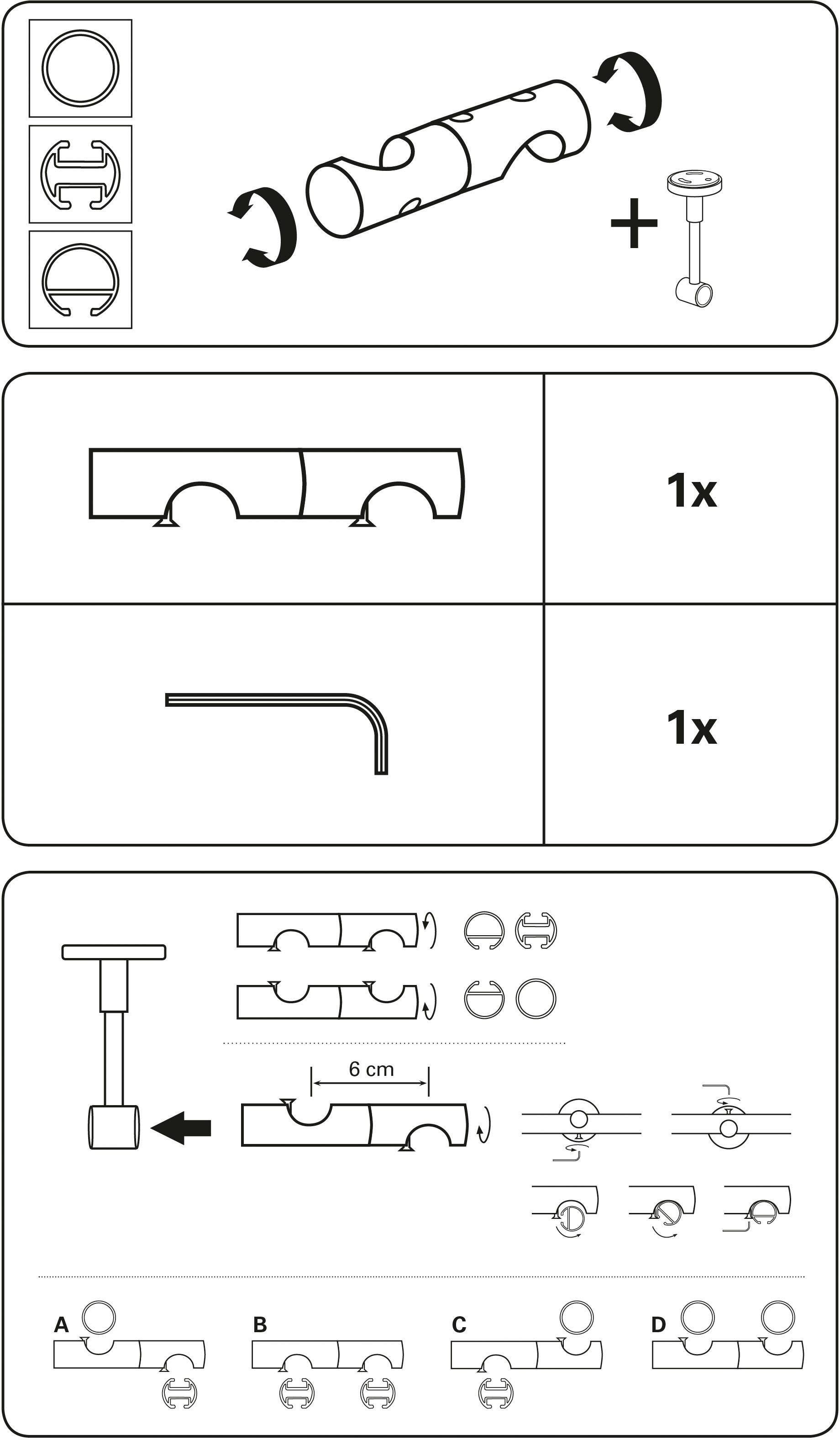 GARDINIA Deckenträger Adapter »Verbindungselement für Gardinenstangen«, (1 St.), Serie Einzelprogramm Chicago Ø 20 mm