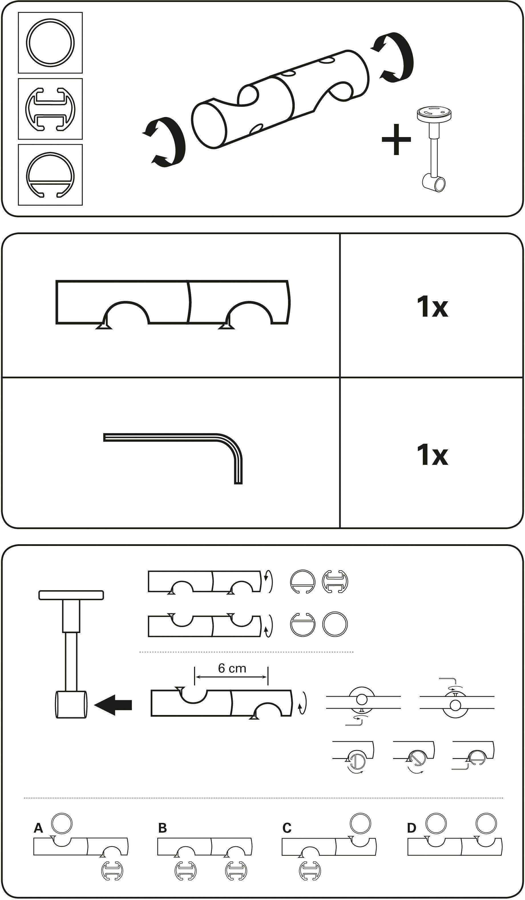 GARDINIA Deckenträger Adapter »Verbindungselement für Gardinenstangen«, (1  St.), Serie Einzelprogramm Chicago Ø 20 mm kaufen | BAUR | Gardinenstangenhalter