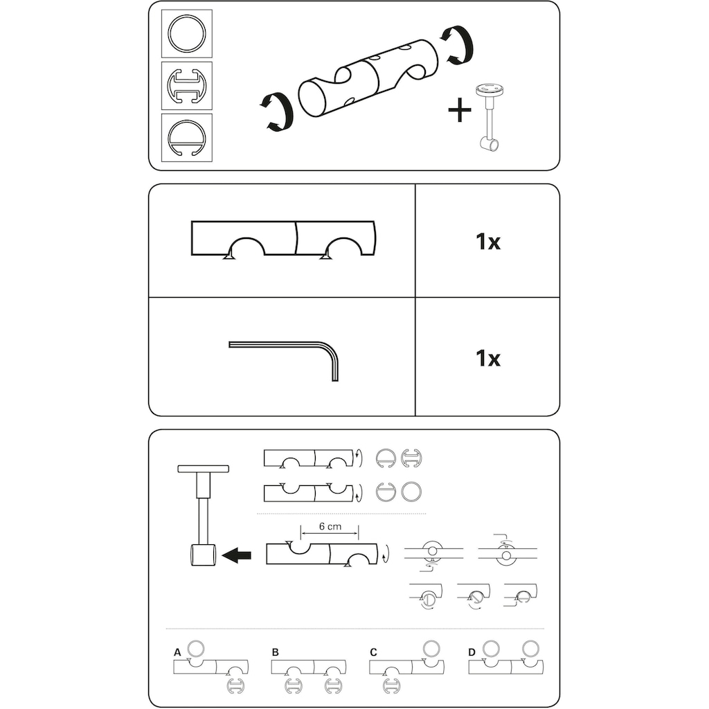 GARDINIA Deckenträger Adapter »Verbindungselement für Gardinenstangen«, (1 St.)